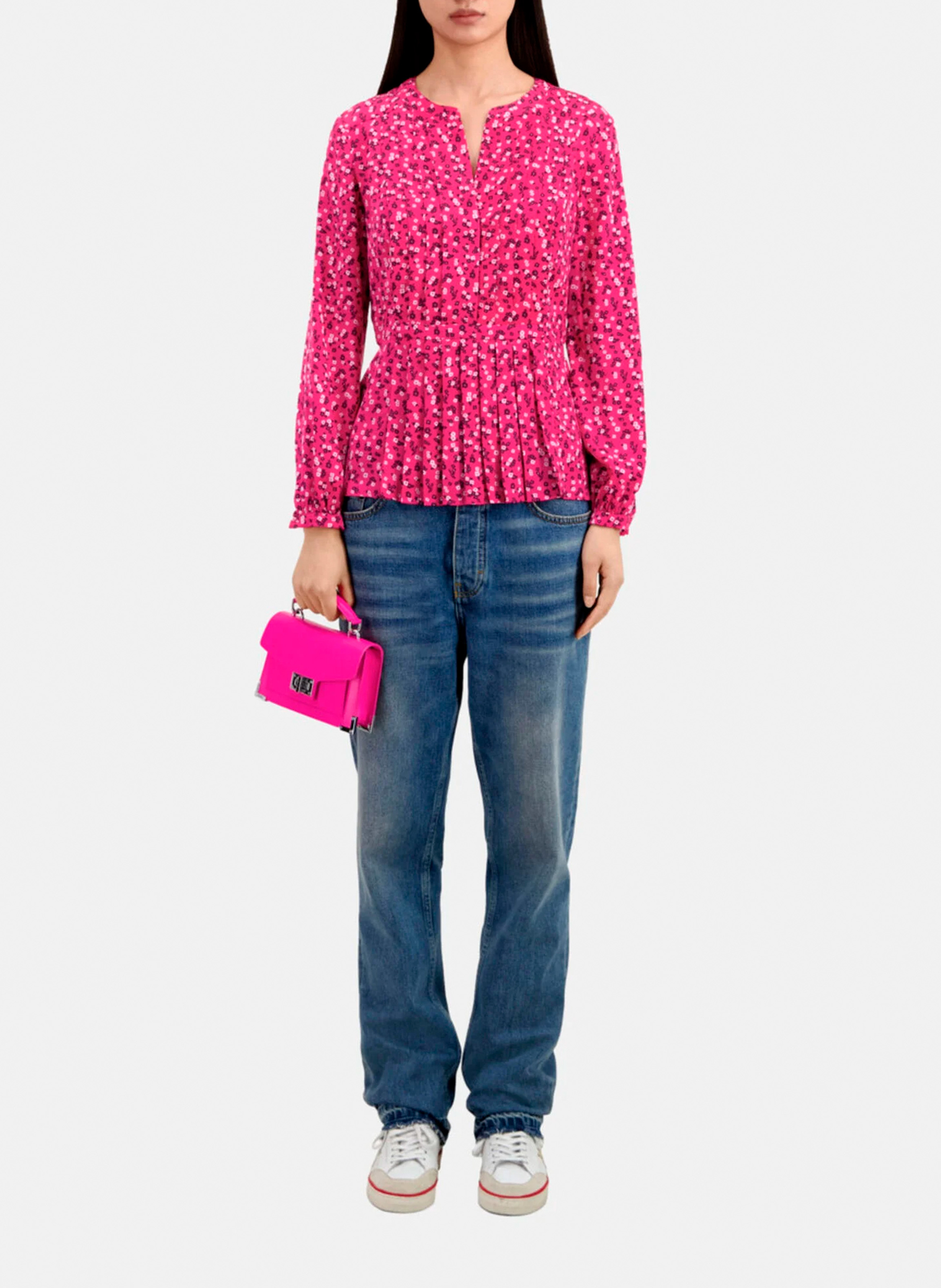 Plissiertes Henley-Top mit Print THE KOOPLES Rosa