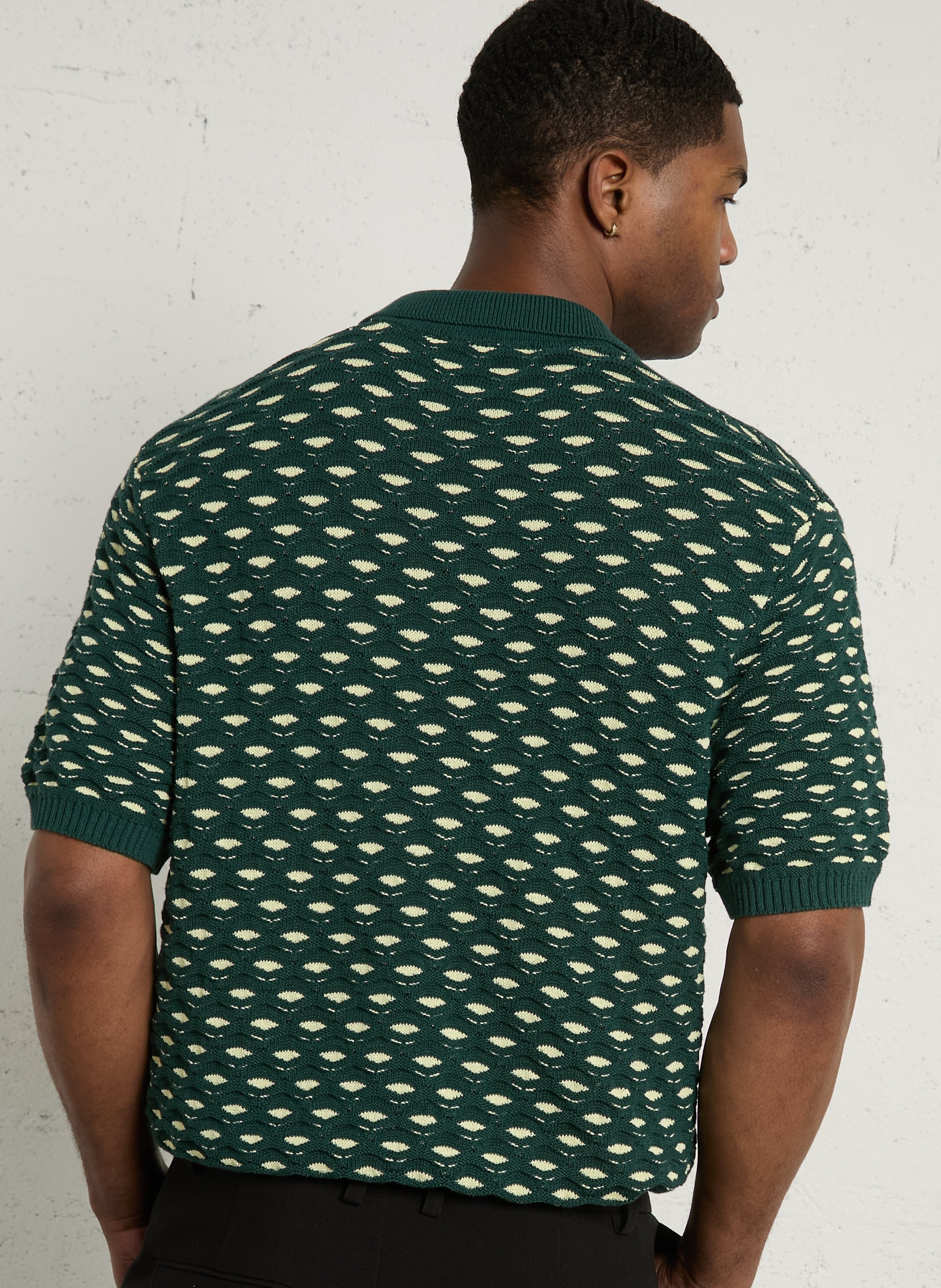 Straight cotton-blend polo shirt LES DEUX Green