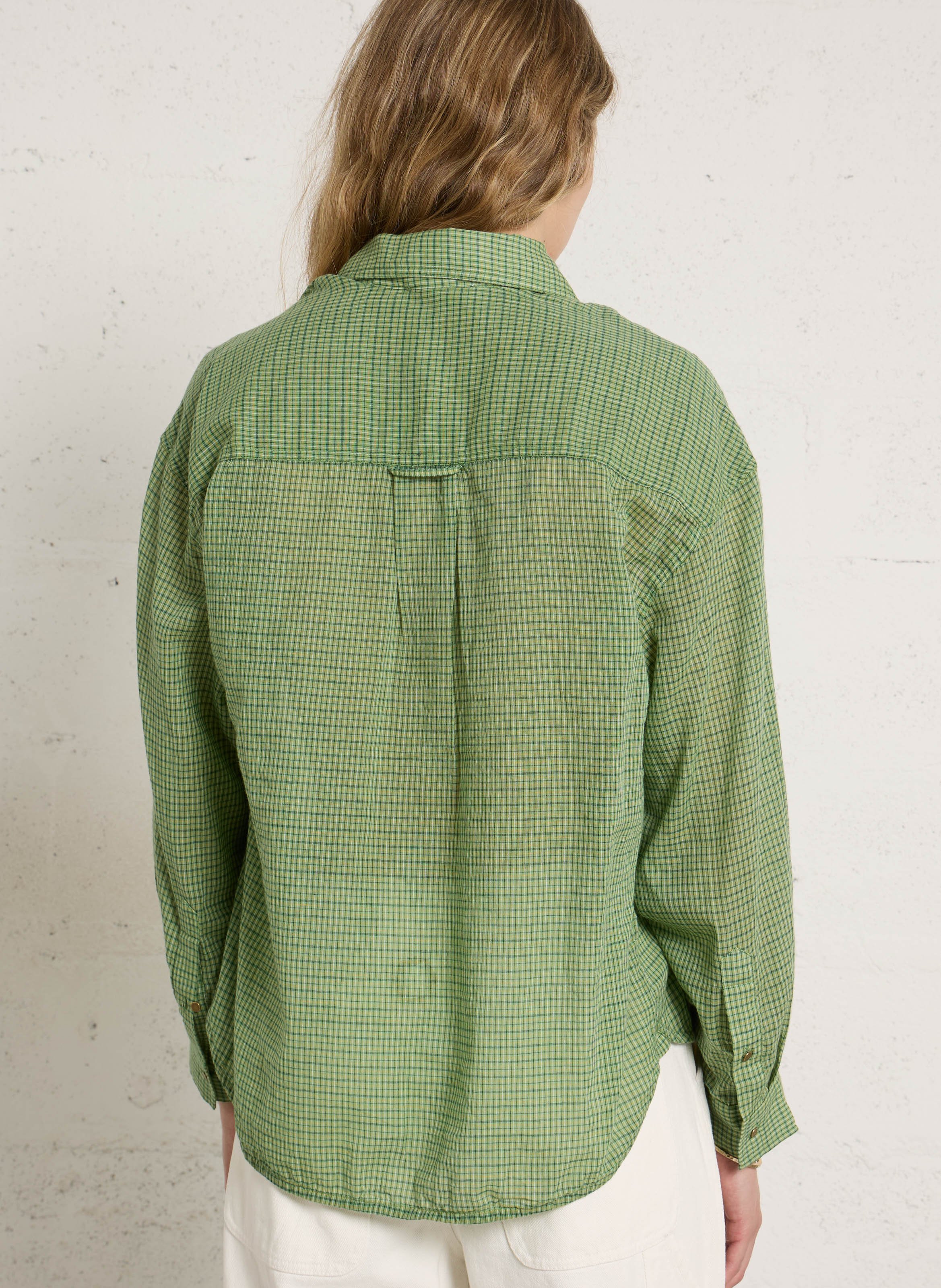 Bio-Baumwollbluse mit klassischem Kragen LEON & HARPER Grun