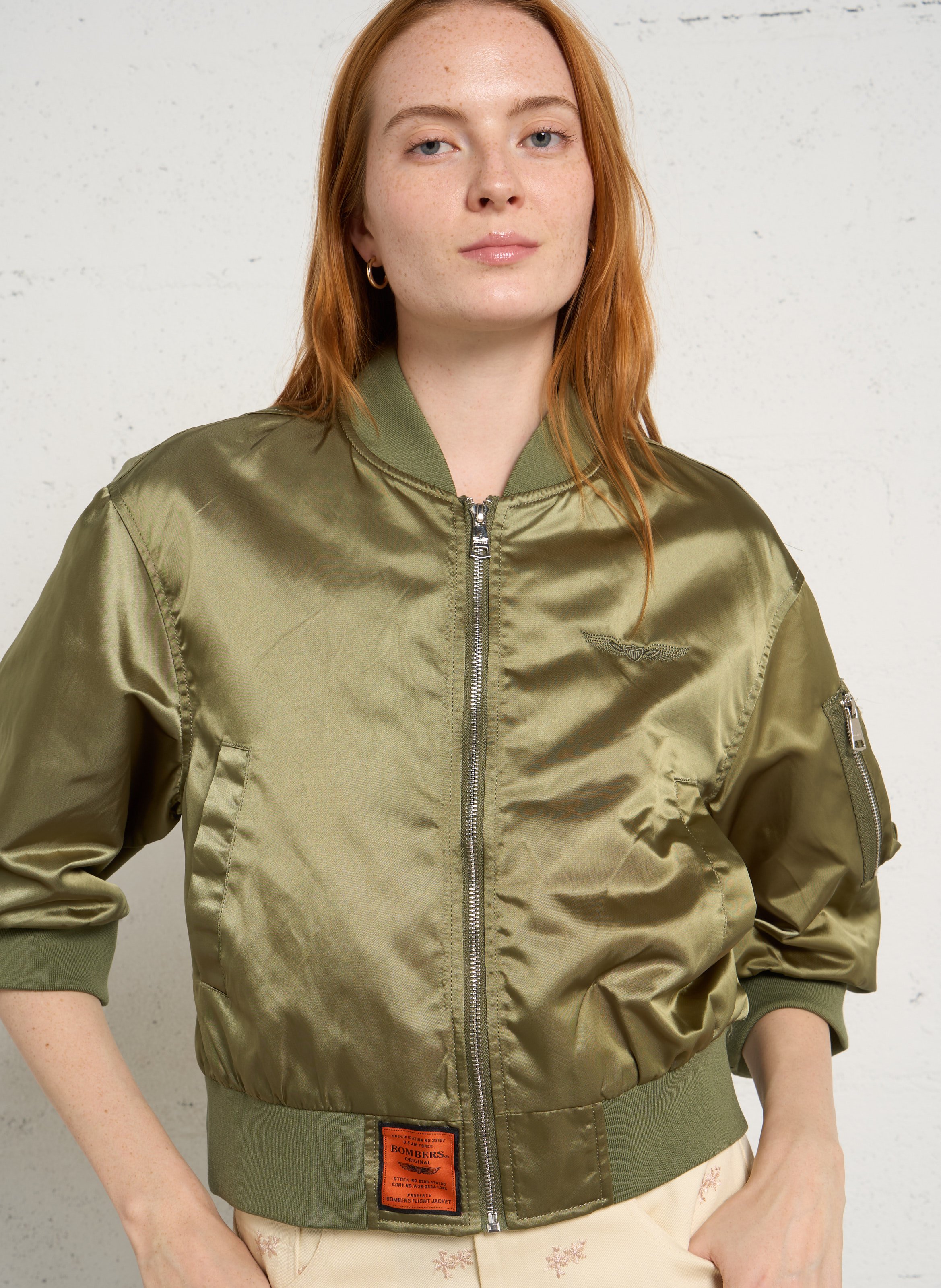 Rechte bomberjack met teddy kraag BOMBERS ORIGINAL Kaki