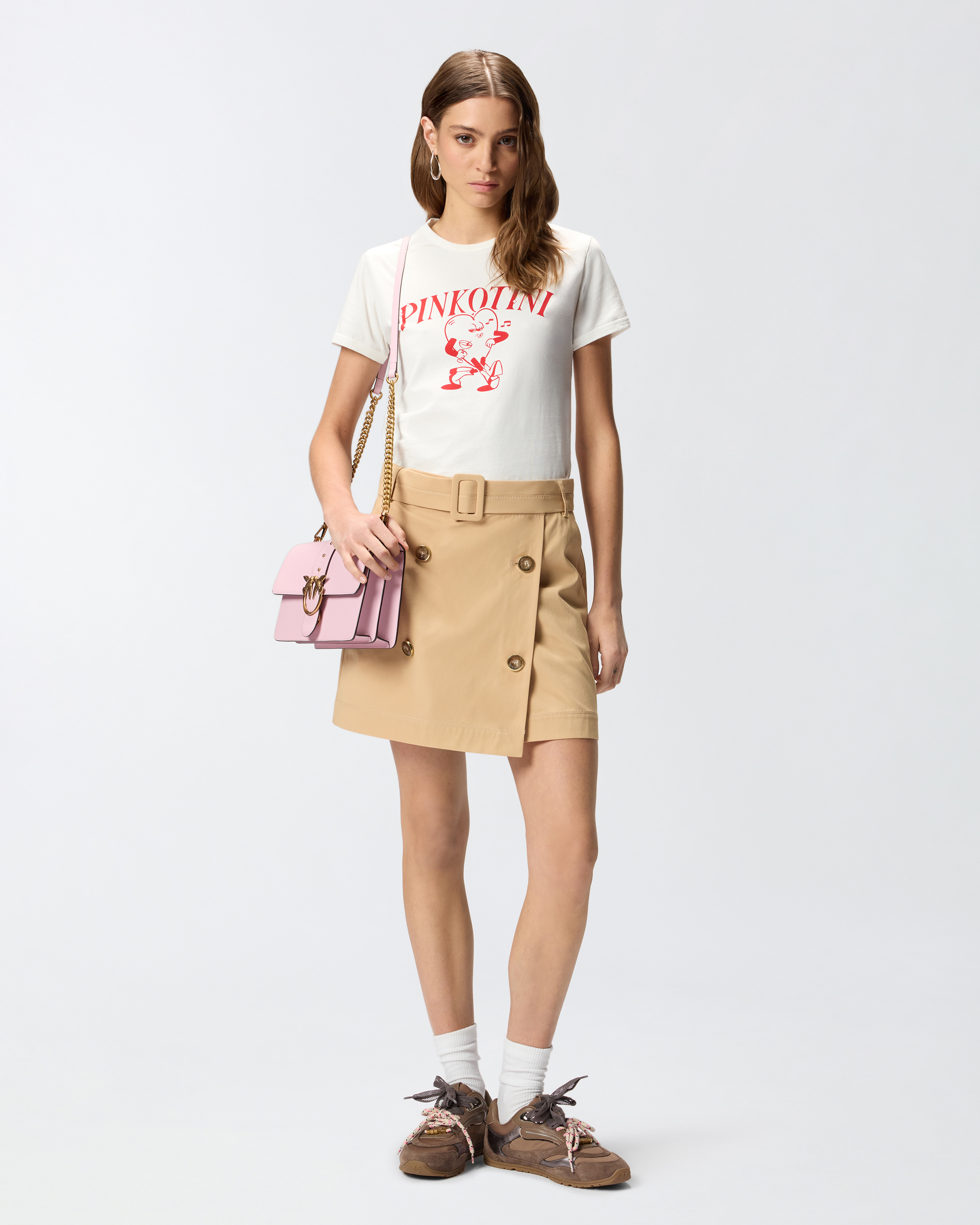 T-shirt with heart print and pinkotini PINKO Multicolored