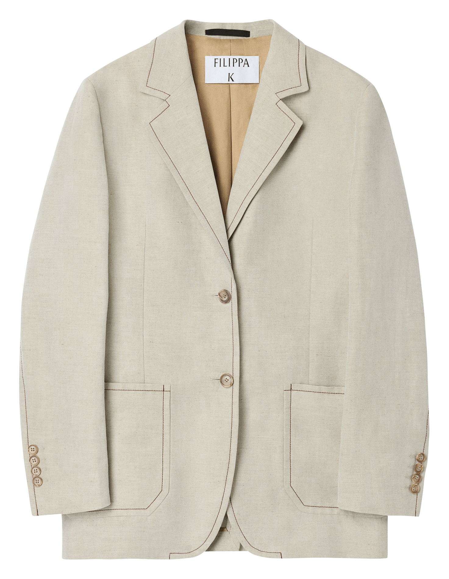 Veste tailleur droite à surpiqures FILIPPA K Beige