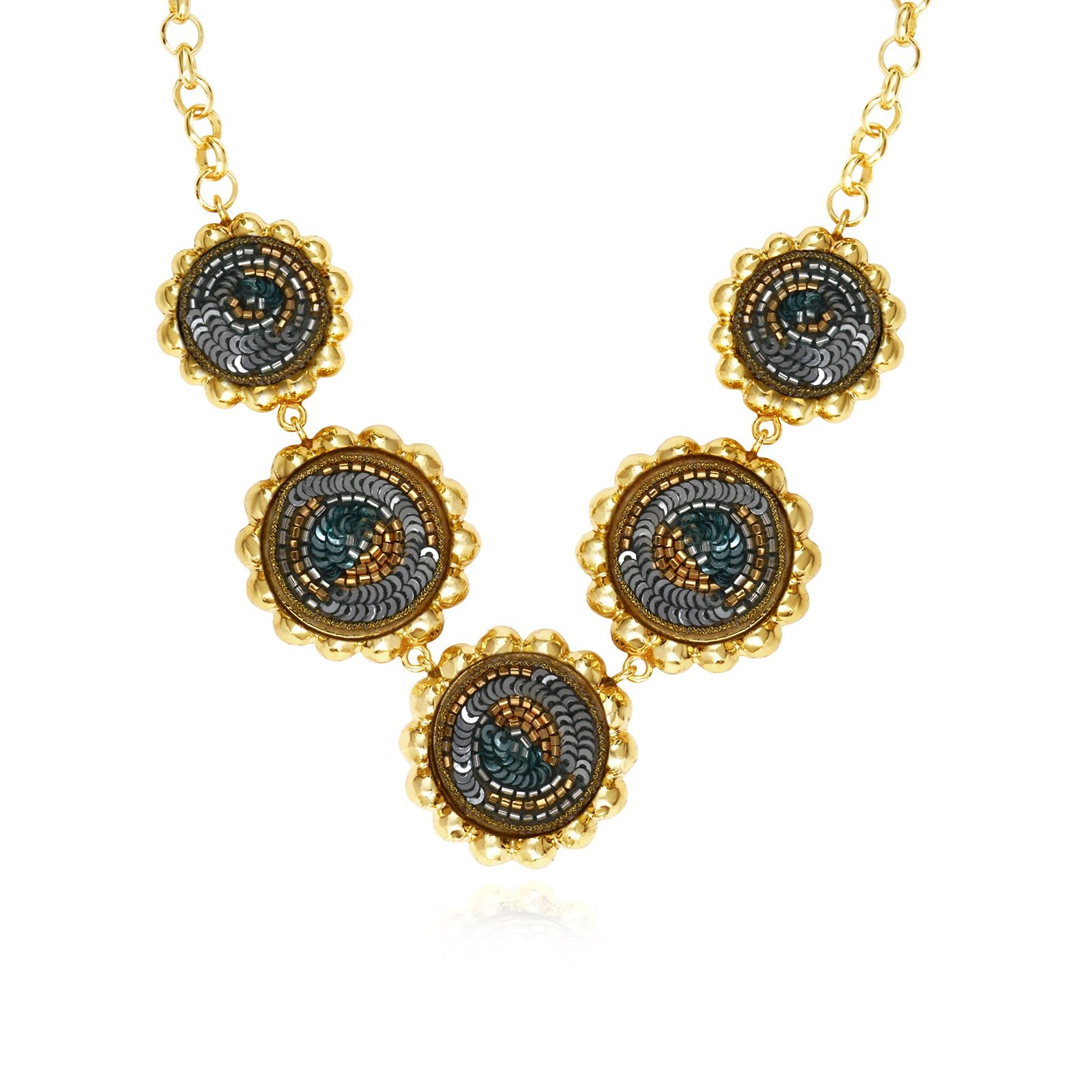 Collier chaîne angèle ronds brodés SATELLITE PARIS Vert