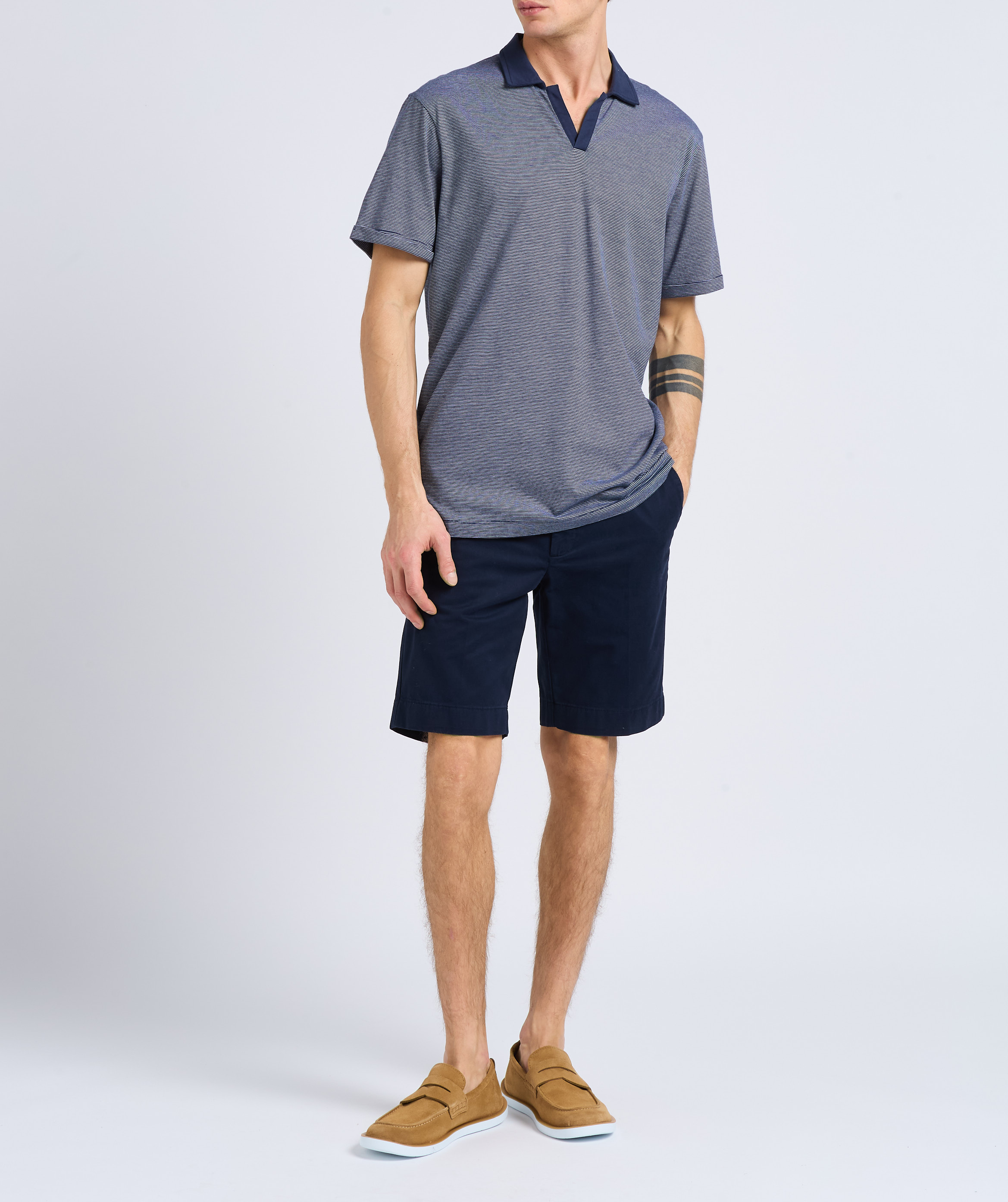 Straight-leg hem-effect cotton shorts HACKETT Blue