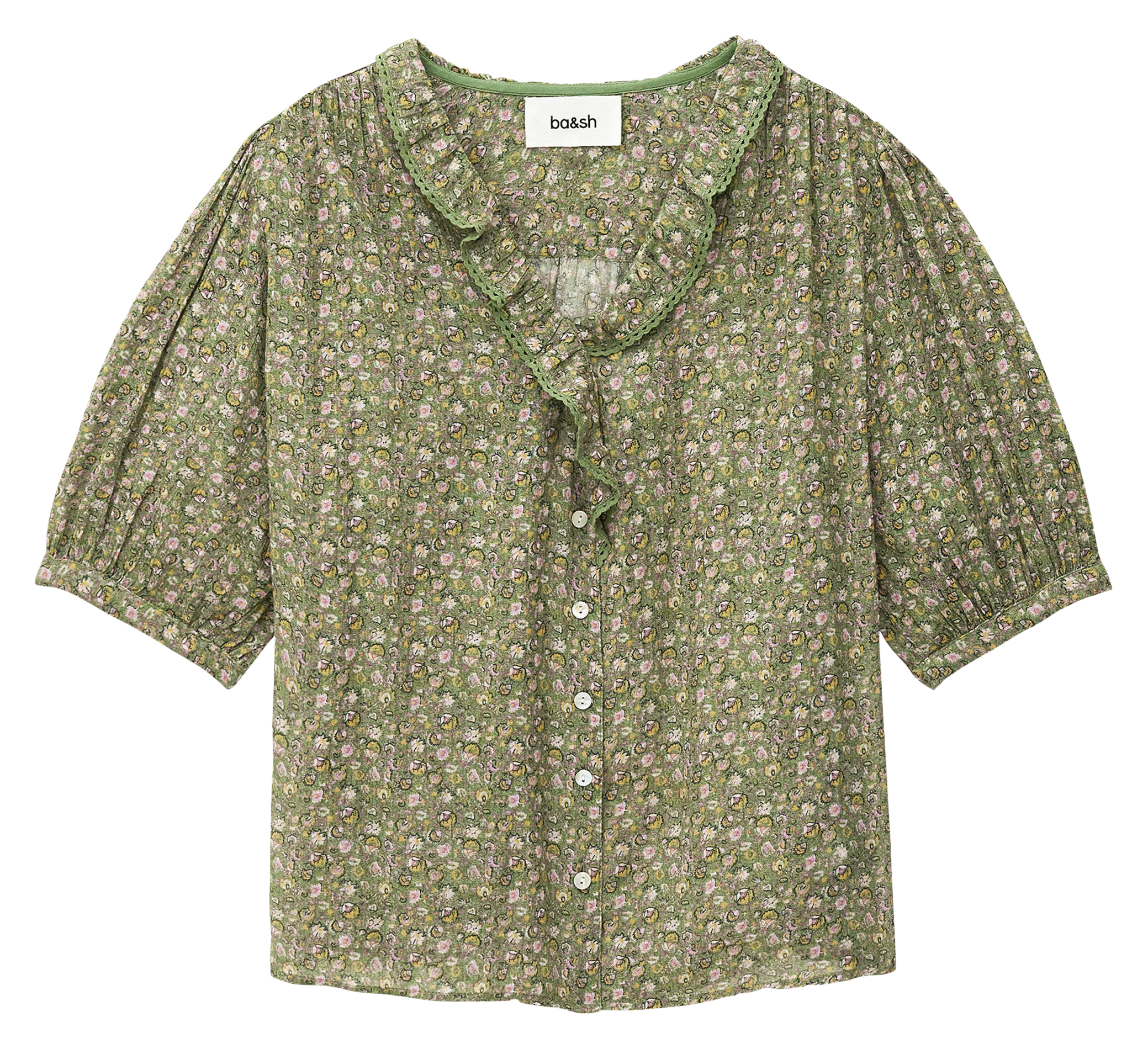 Chemise col V en coton BA&SH Vert