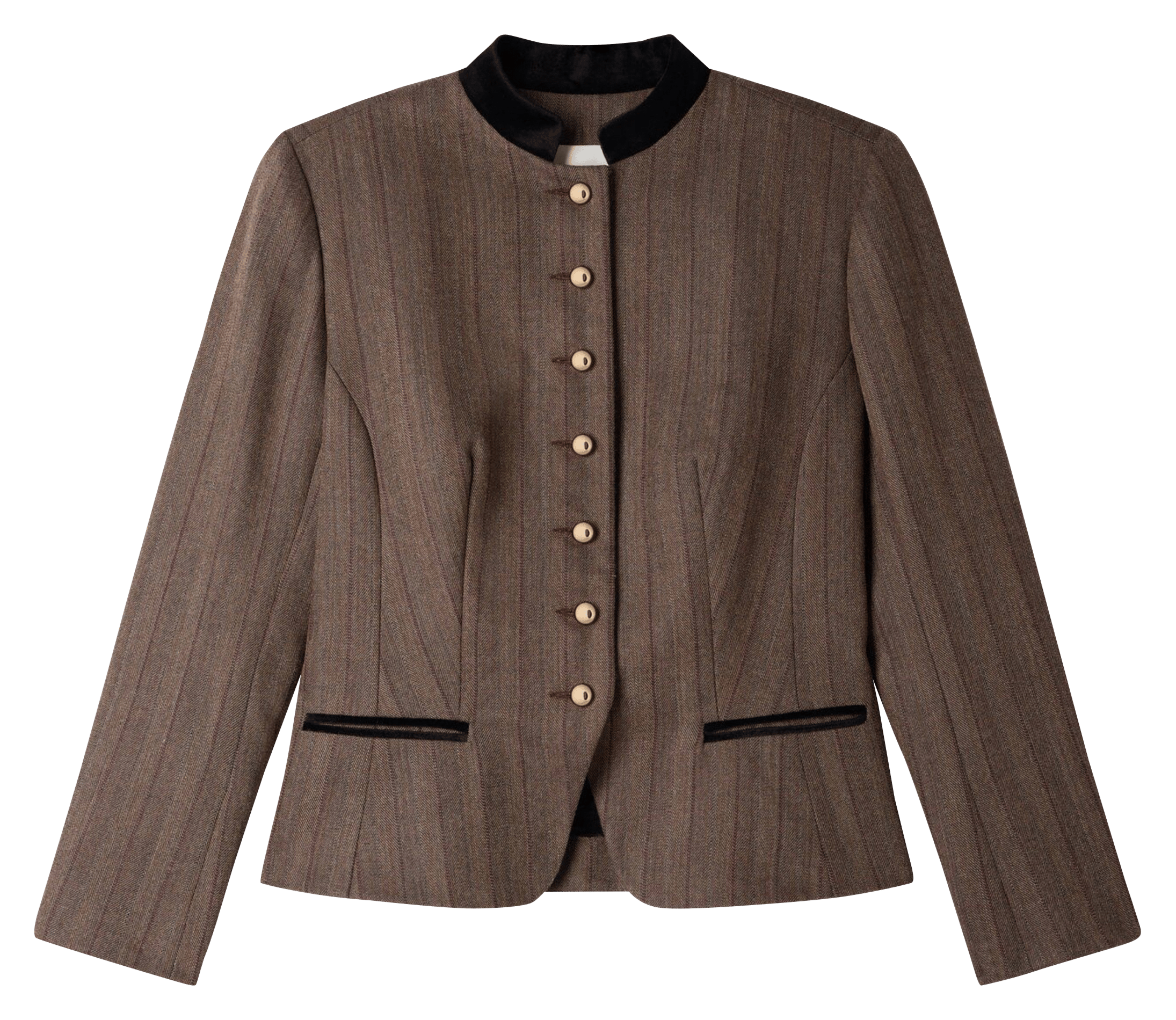 Wool-blend stand-collar tailored jacket SANDRO Beige