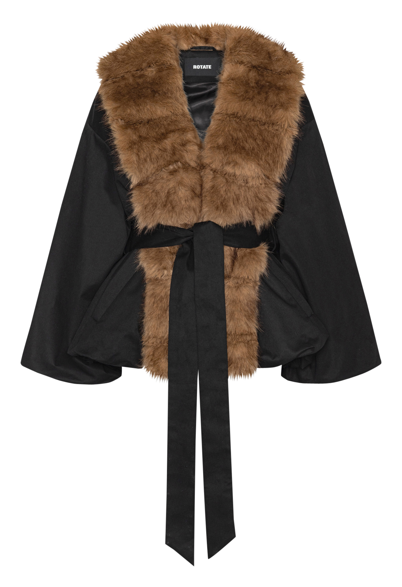 Straight V-neck faux fur jacket ROTATE Black
