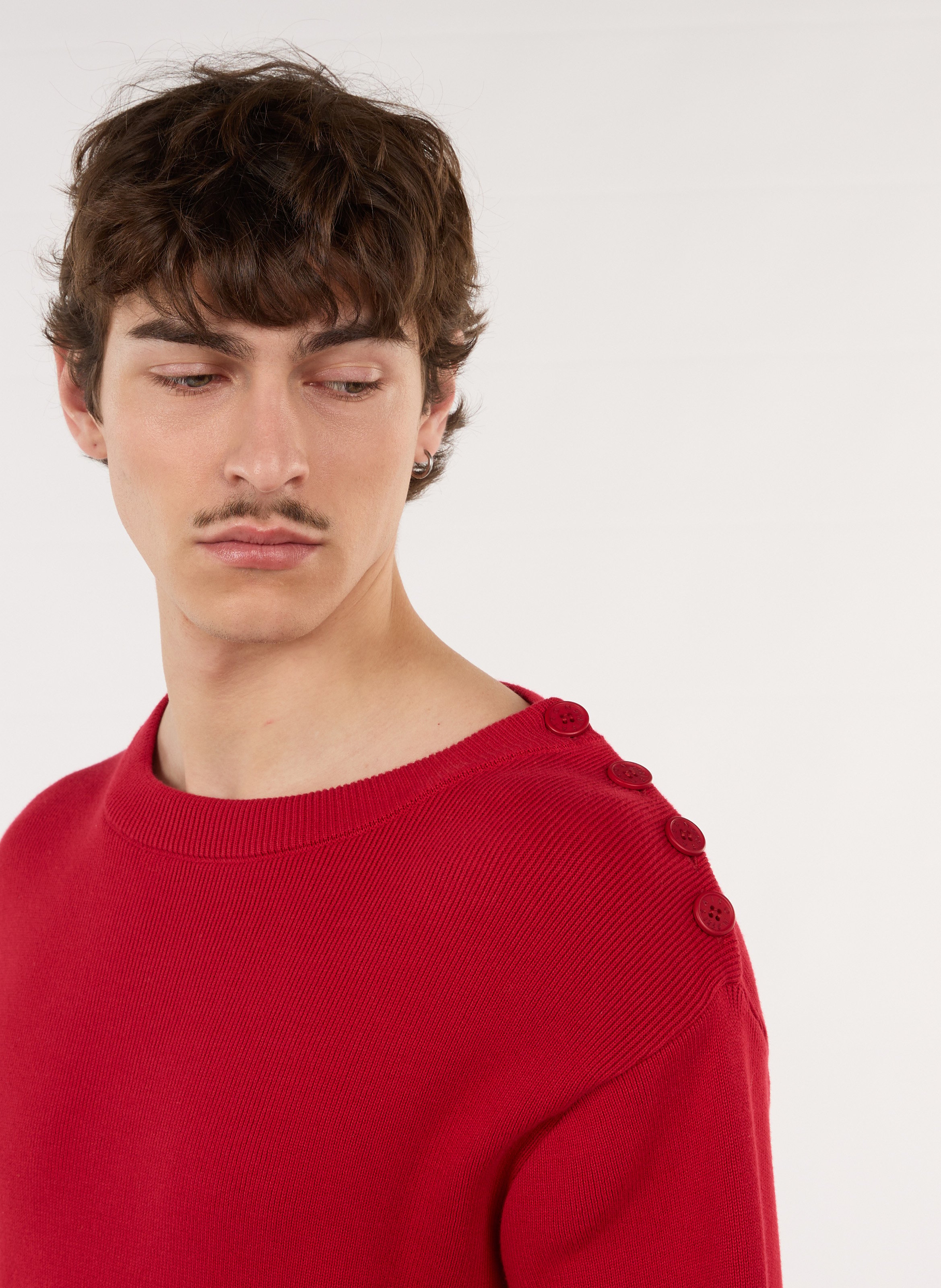 Gerader Rundhals-Pullover aus Baumwolle SAISON 1865 Rot