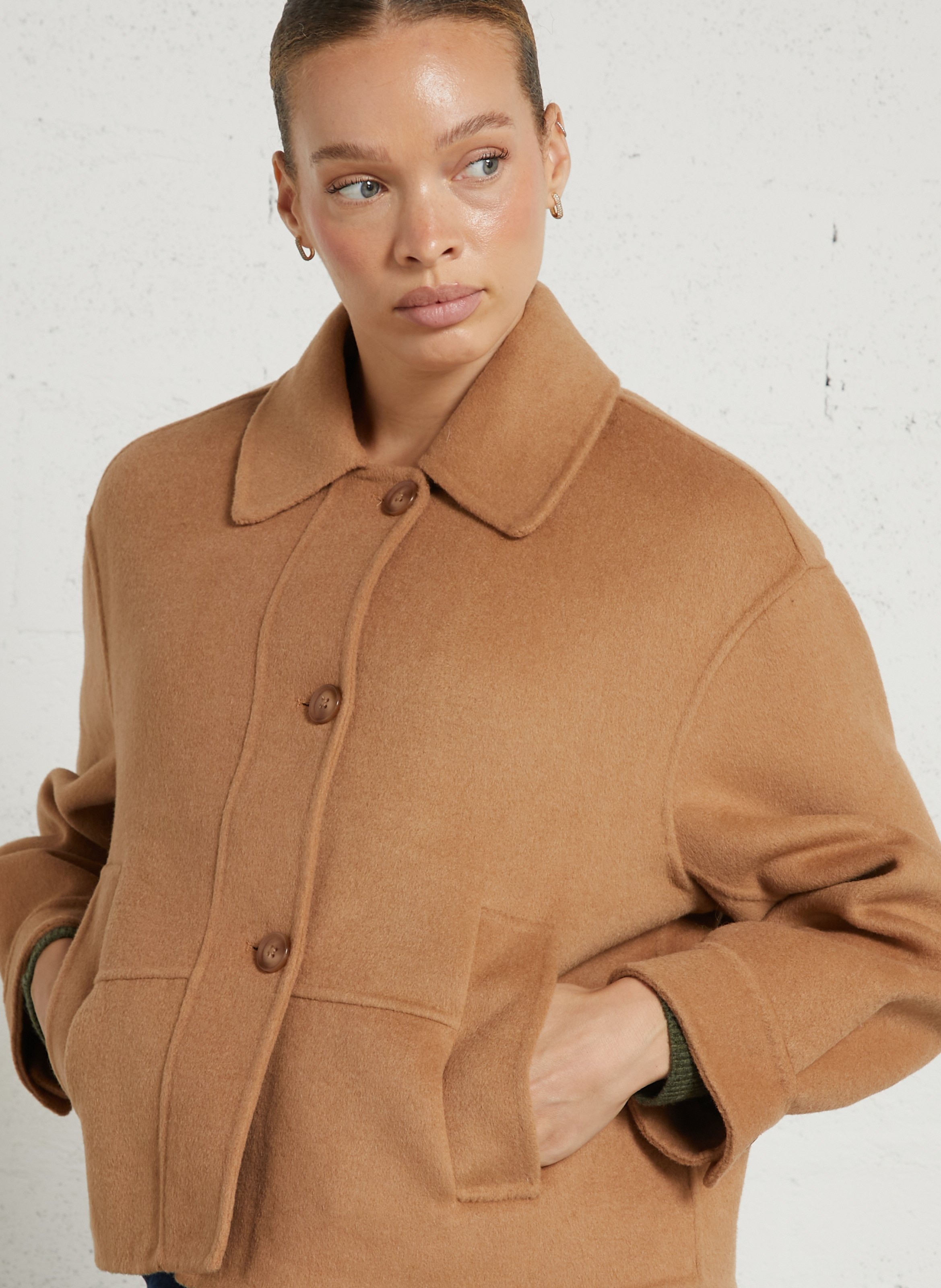 Veste en laine mélangée JC SOPHIE Marron
