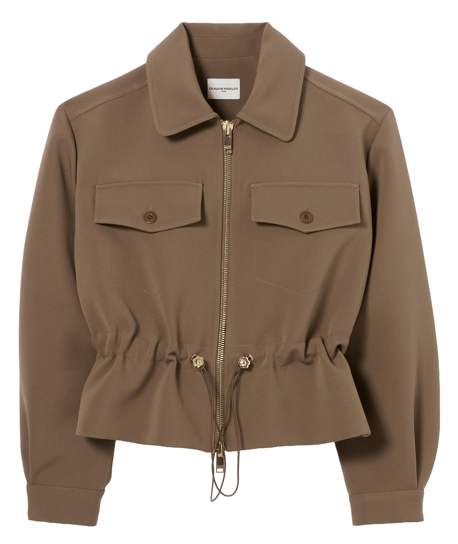 Blouson cintré manches longues uni  CLAUDIE PIERLOT Kaki