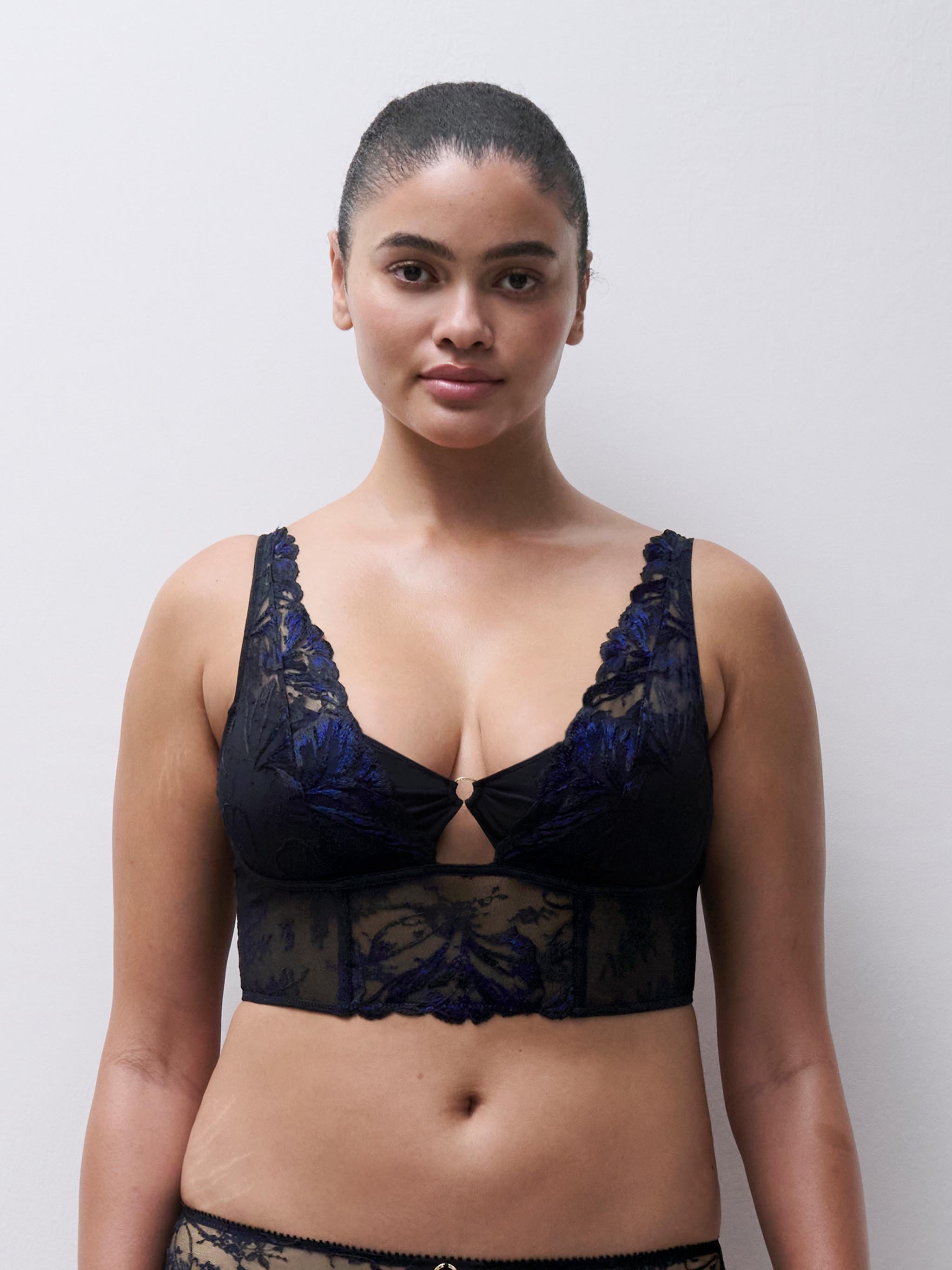 Floral Embroidered Bustier CHANTELLE Black