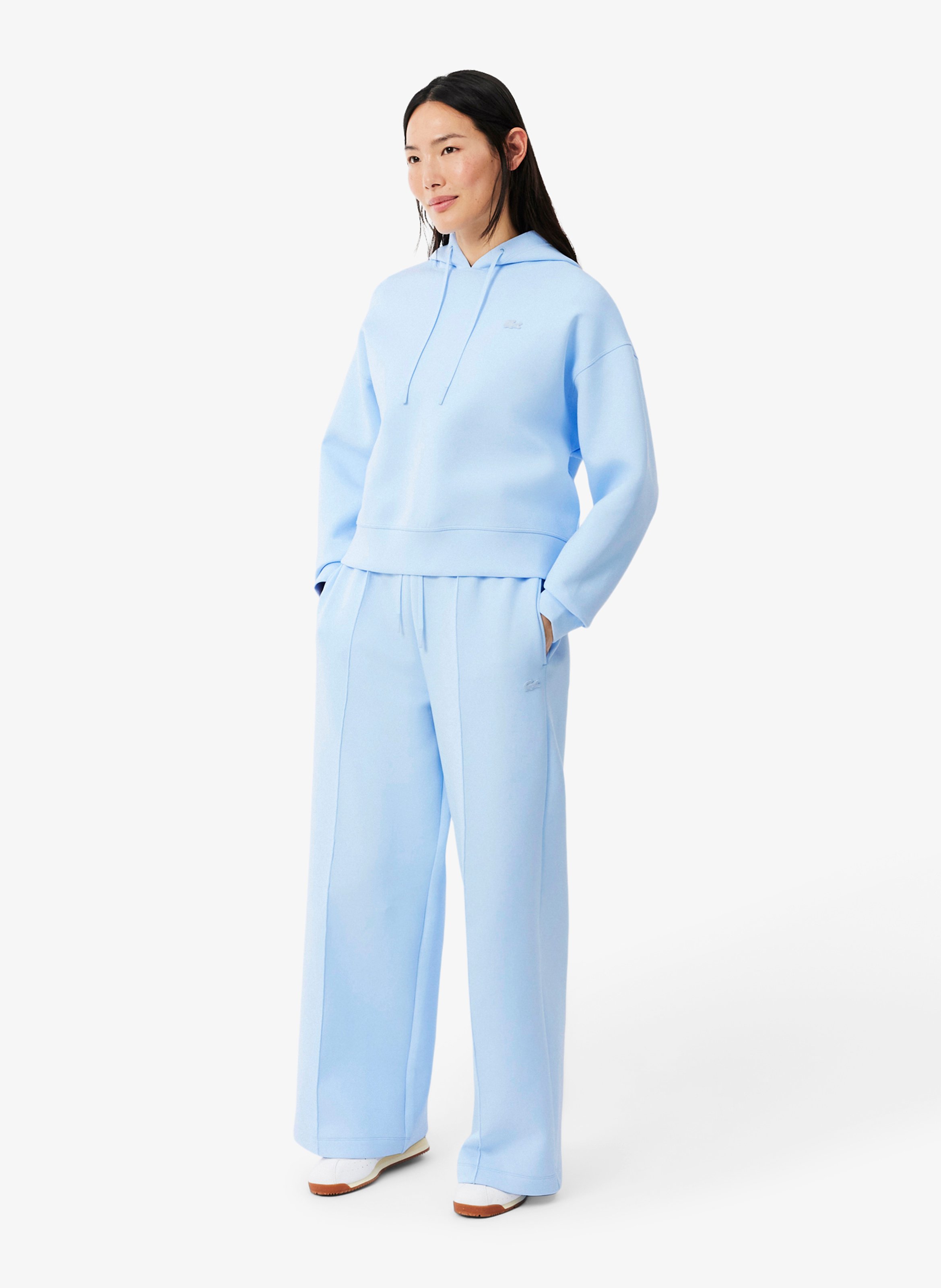 Oversized cotton-blend hoodie LACOSTE Blue