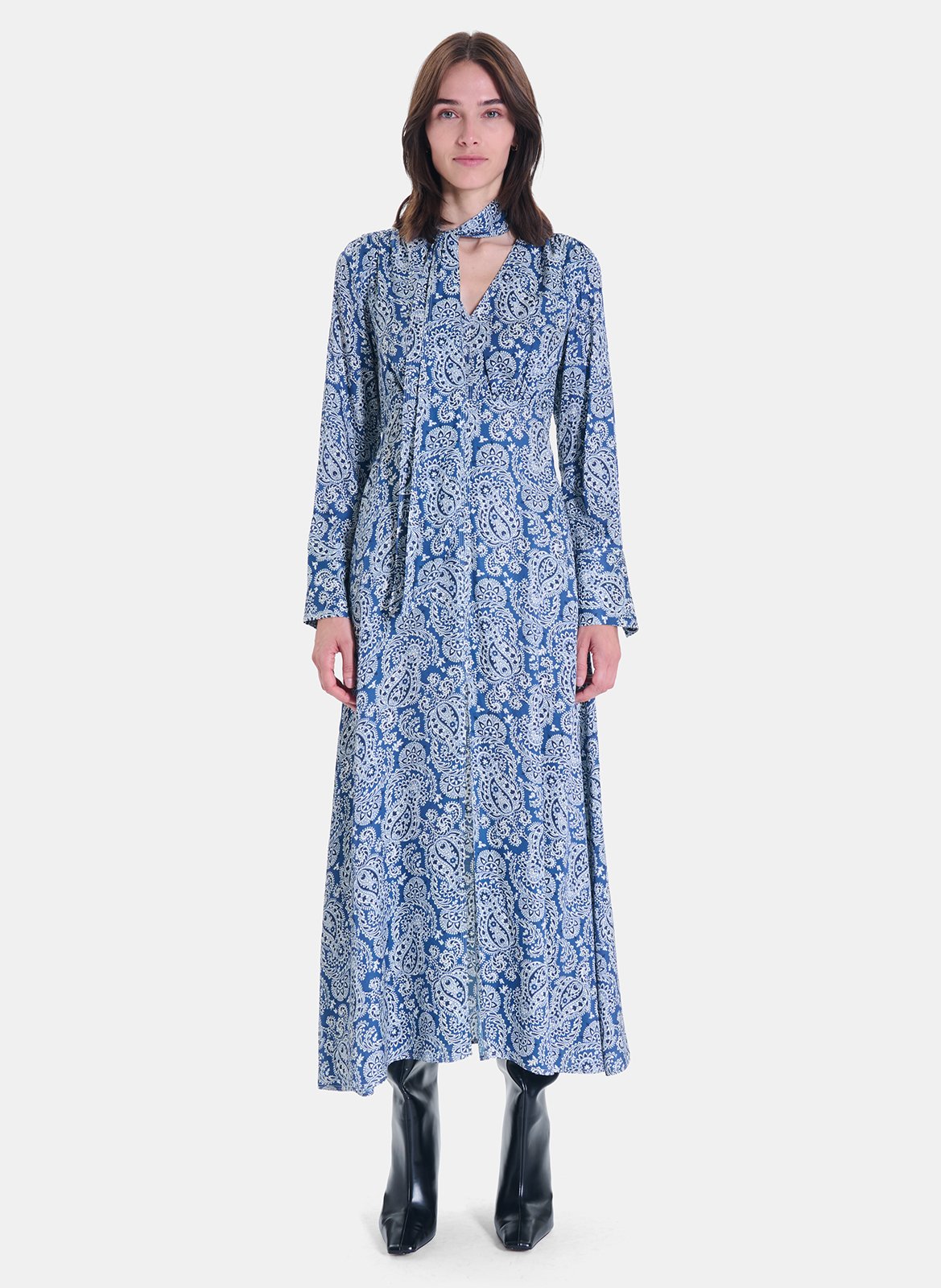 Flowy Printed Loose Dress ZAPA Blue