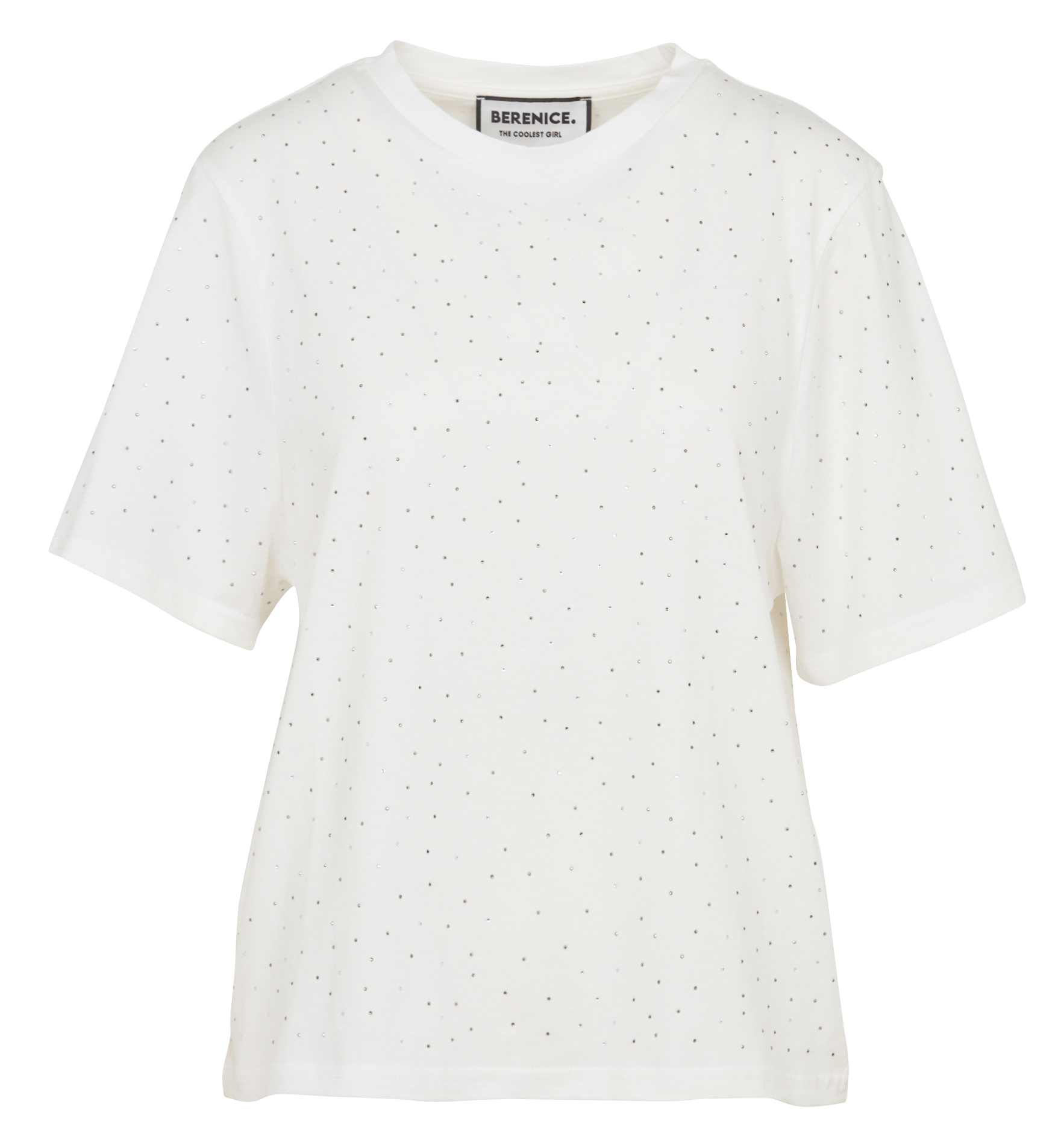 Tee-shirt droit à strass en coton BERENICE Blanc