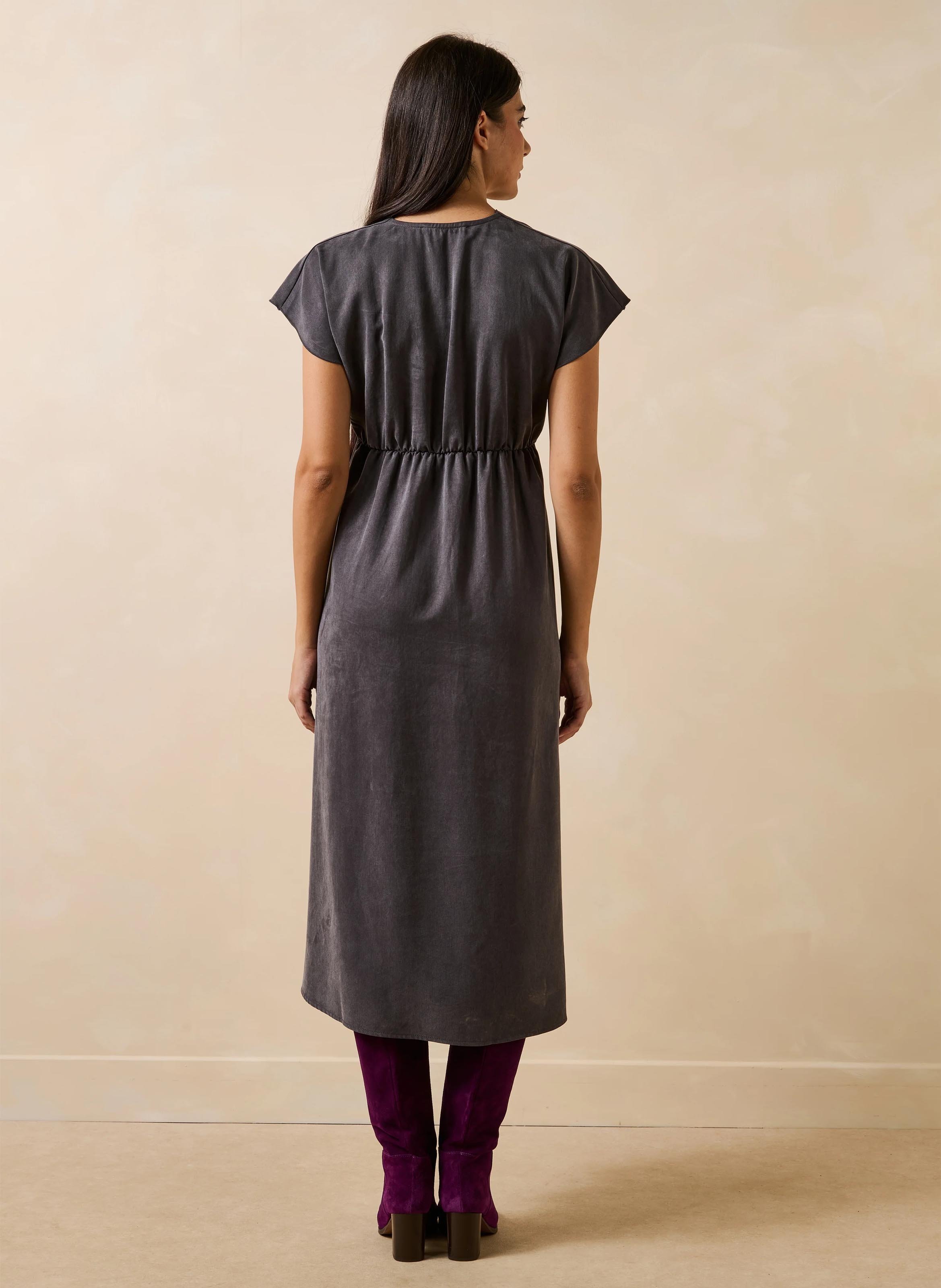 Midikleid mit V-Ausschnitt LA FEE MARABOUTEE Grau