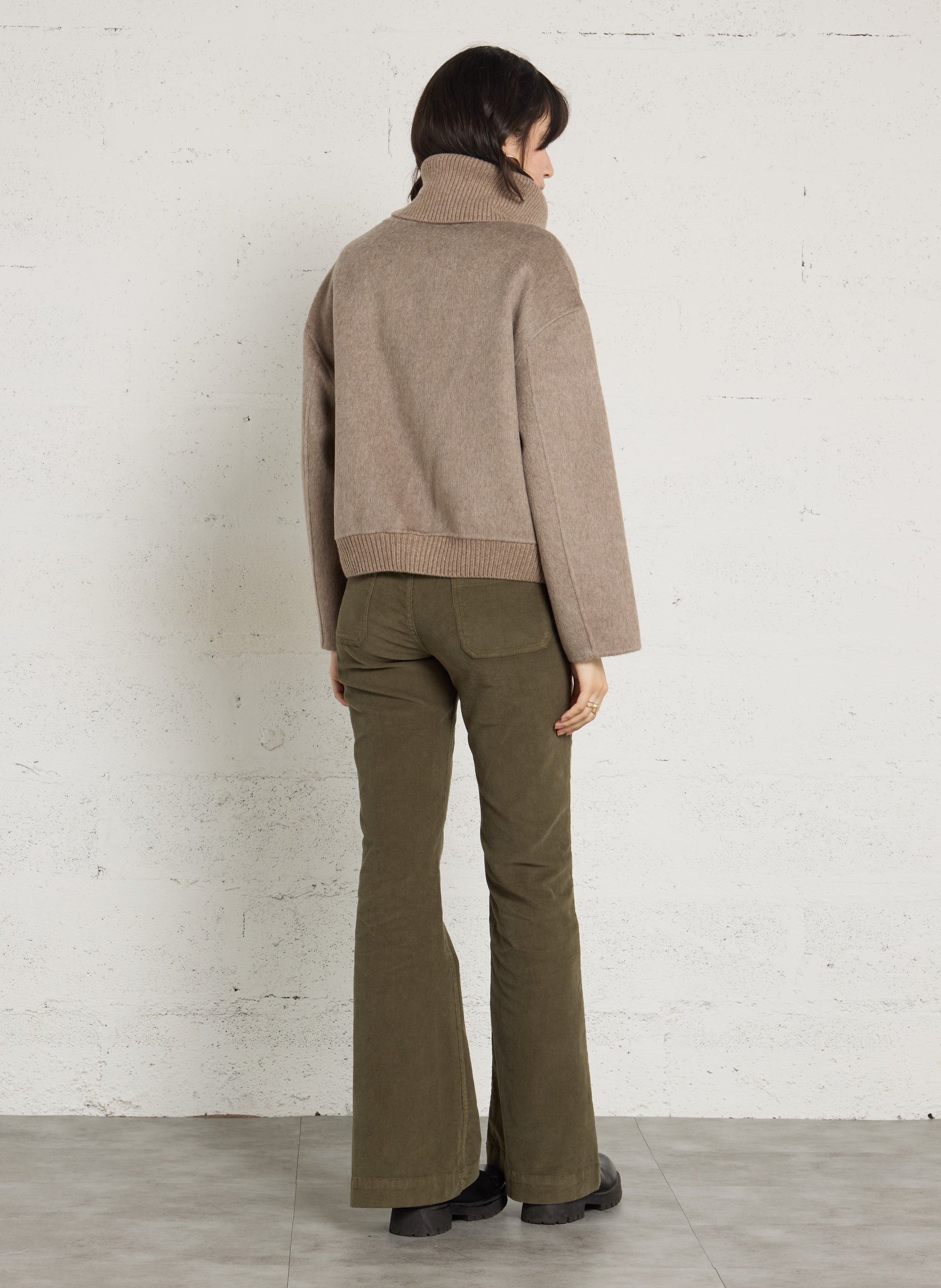 Wolljacke mit Truckerkragen BERENICE Beige