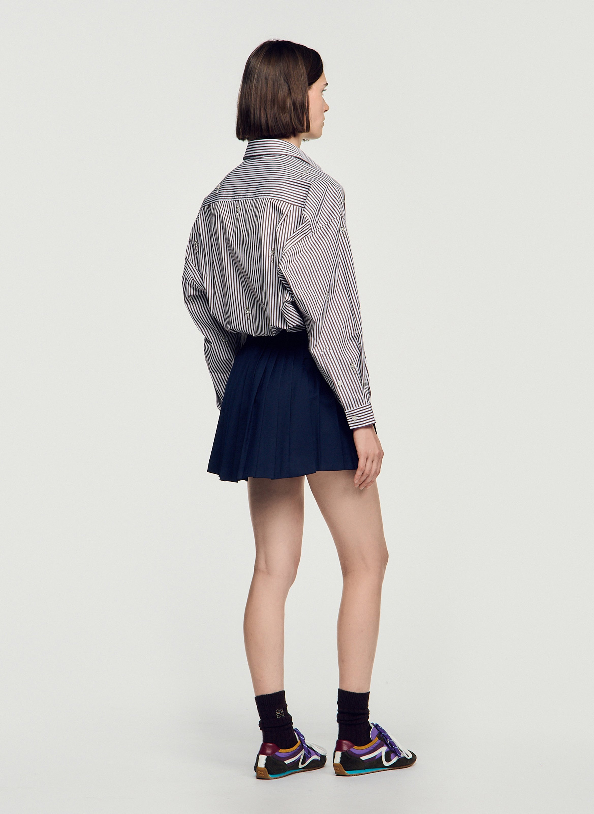 Jupe courte plissée SANDRO Bleu