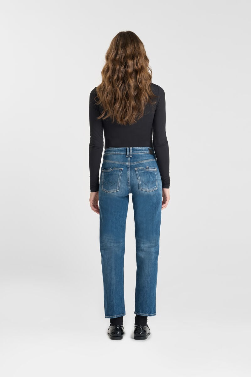 High-waisted straight-leg zip jeans LE TEMPS DES CERISES Blue