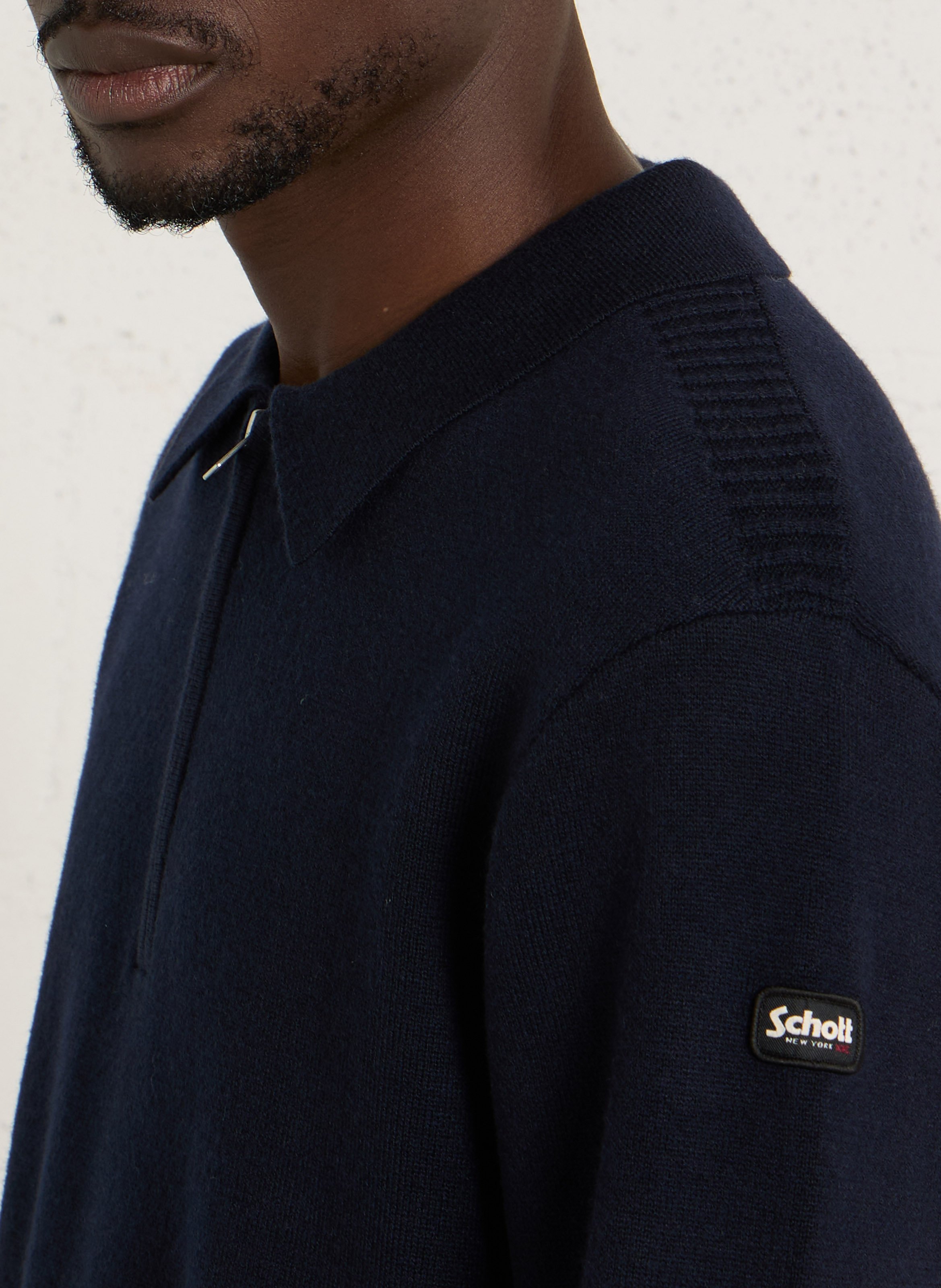 Gerader Pullover mit Polokragen SCHOTT Blau
