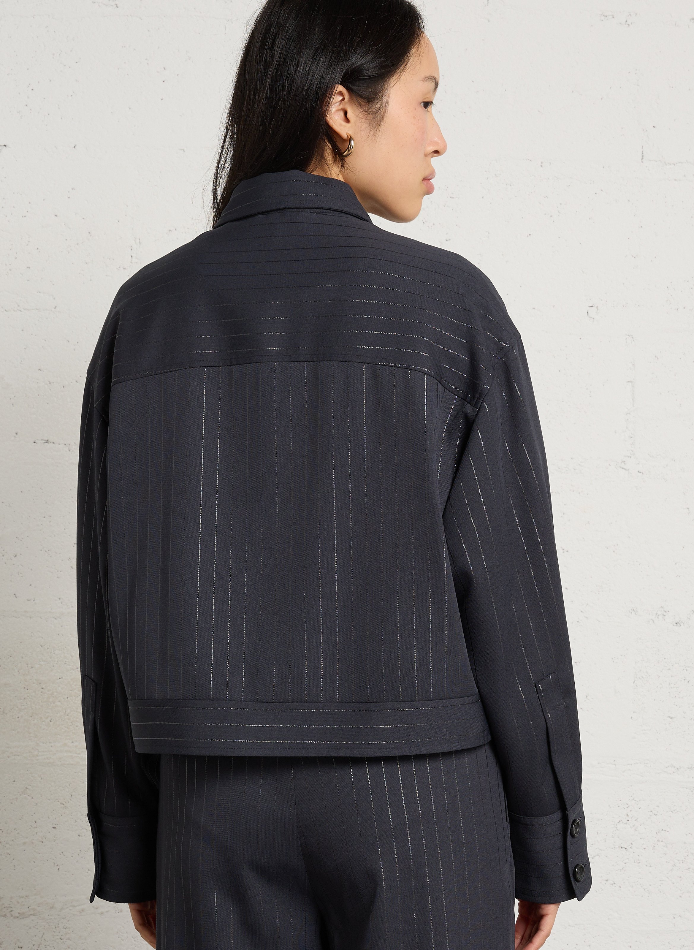 Kurzjacke mit Streifen und Perlen LIU JO Grau