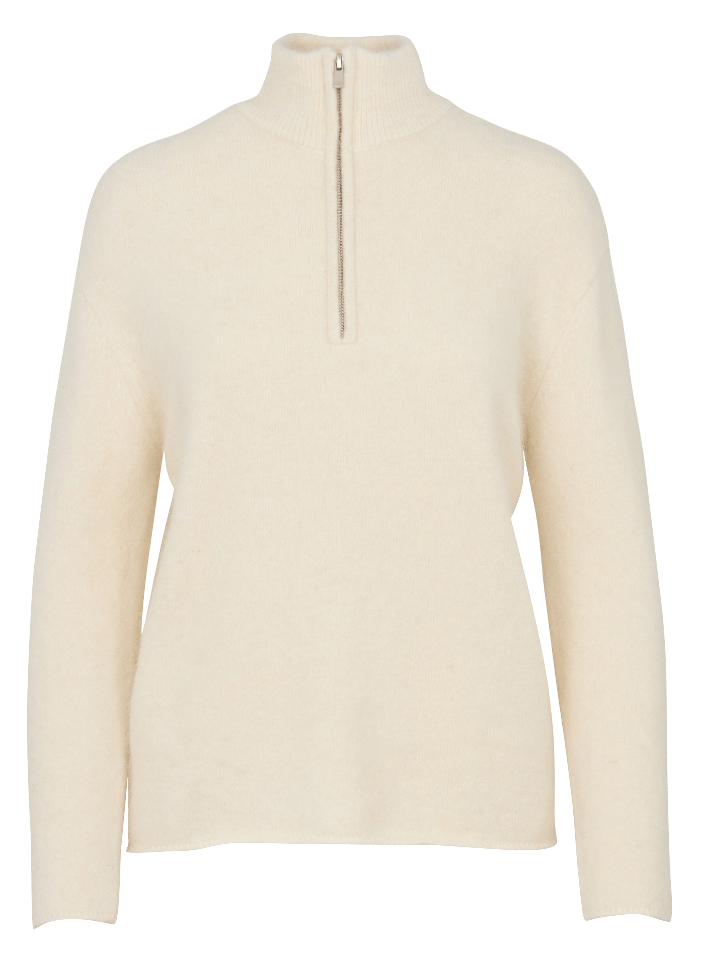 High-neck alpaca-blend straight-cut sweater MAJESTIC FILATURES Beige