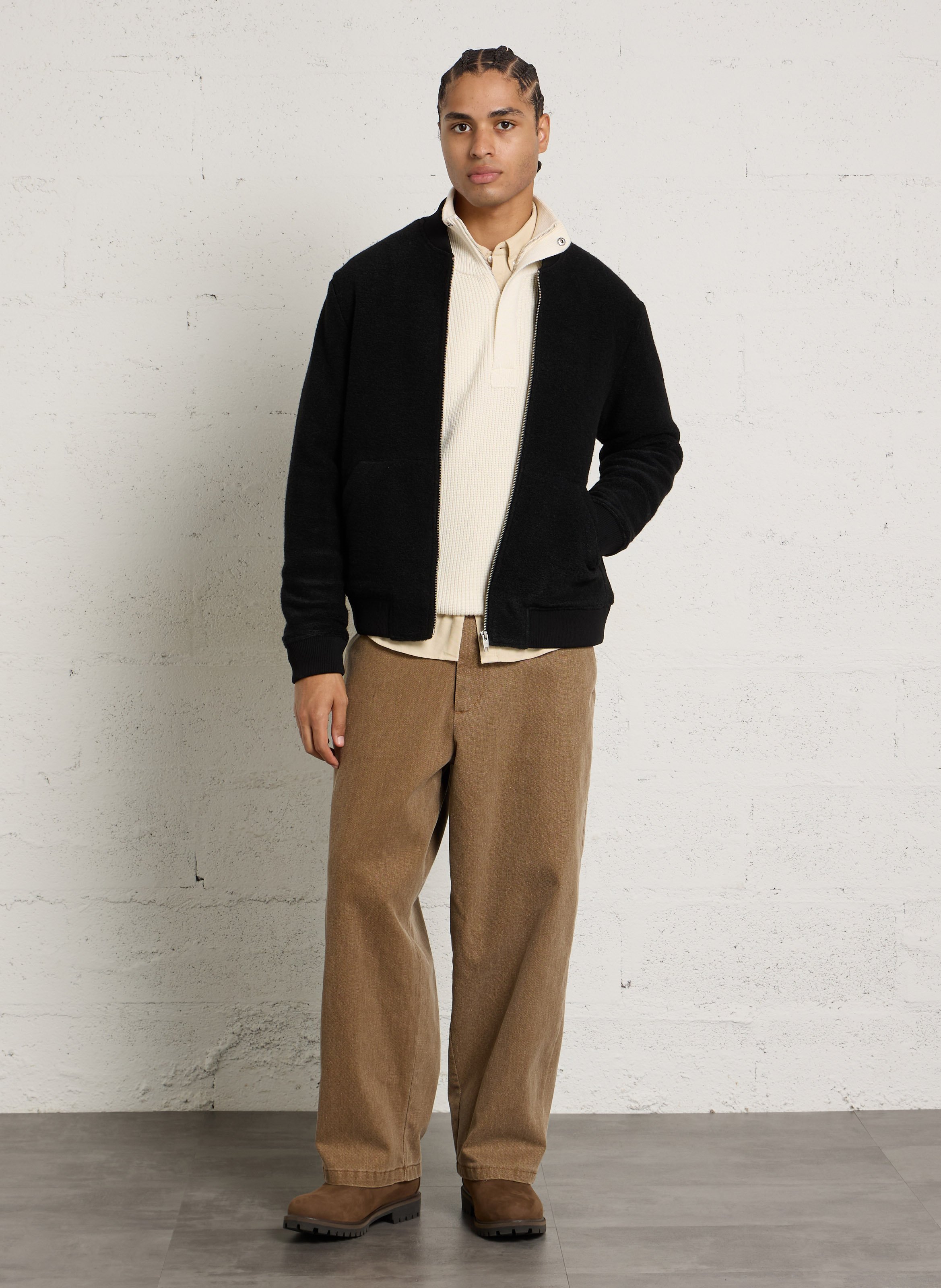Veste droite col teddy  IKKS Noir
