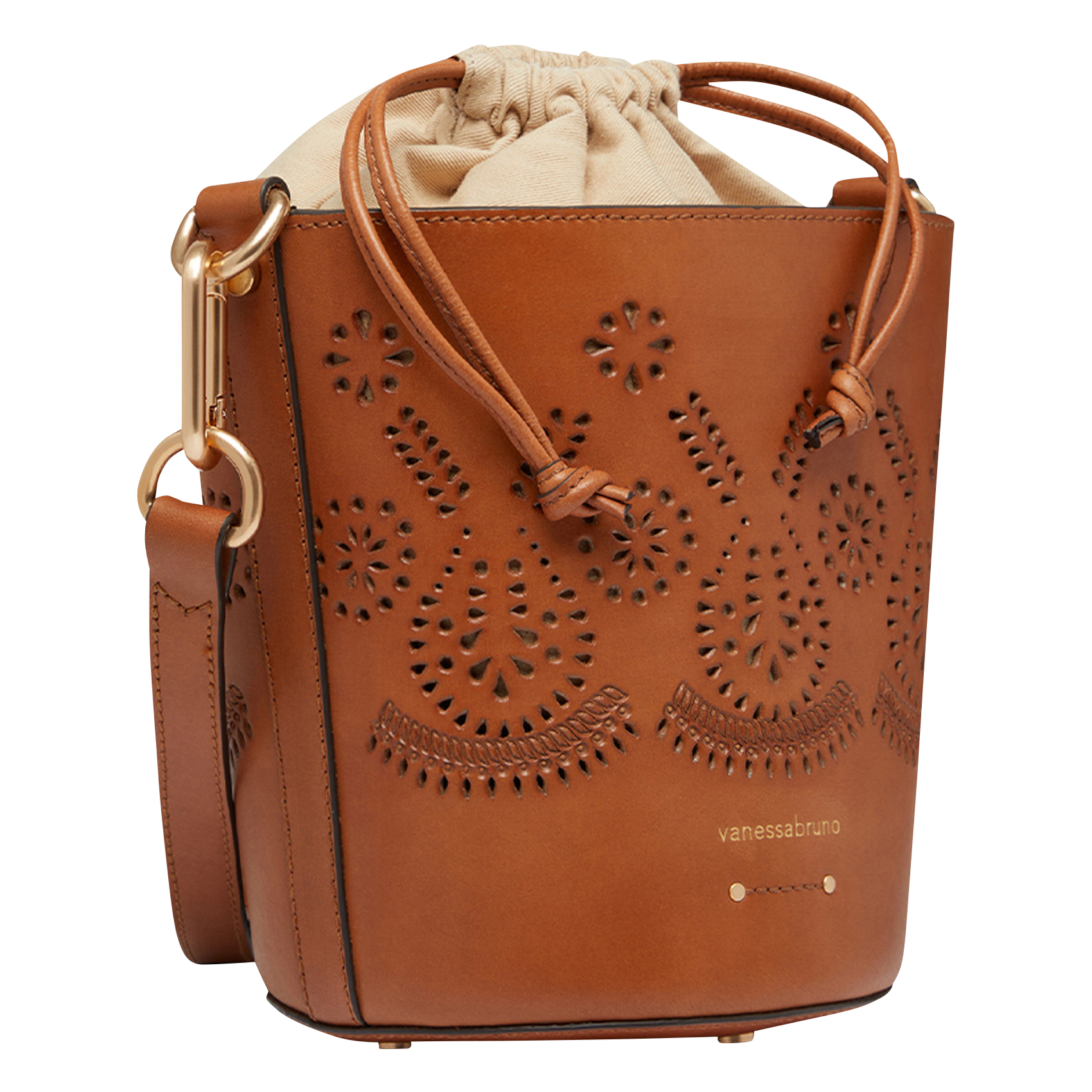 Mini Sac Seau En Cuir Perfor?� Cognac Vanessa Bruno - Femme | Place des Tendances