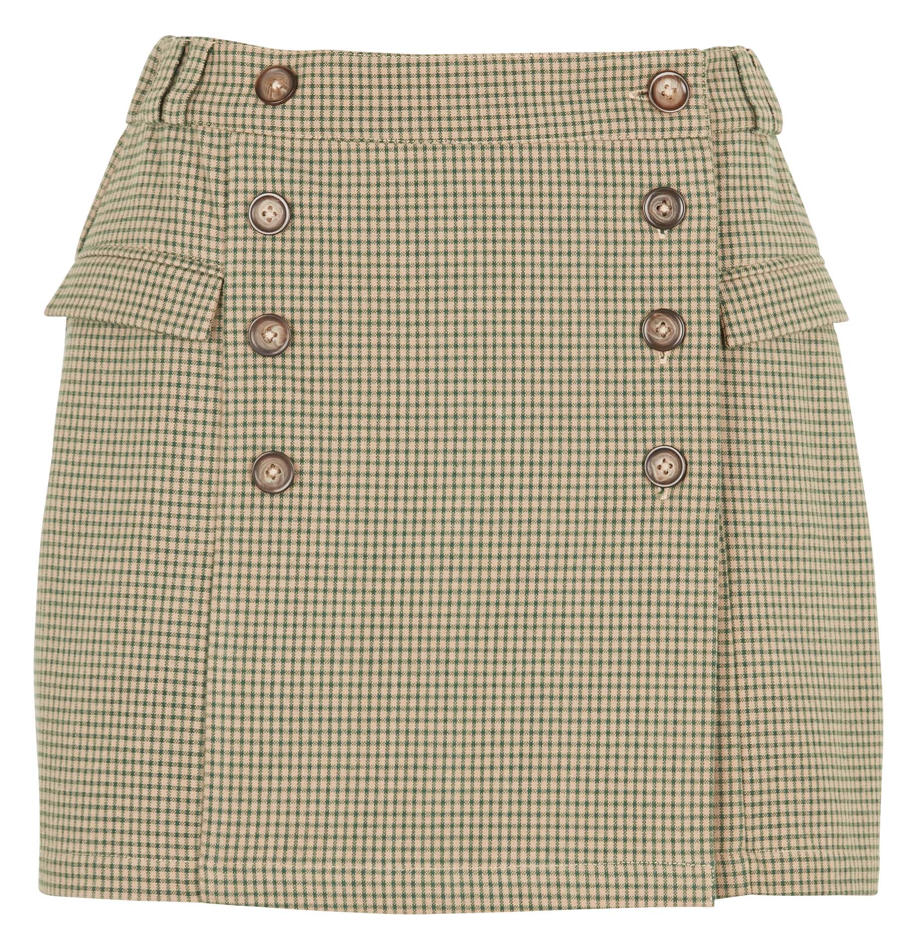 Jupe courte détail boutonné en coton  EMILE ET IDA Vert