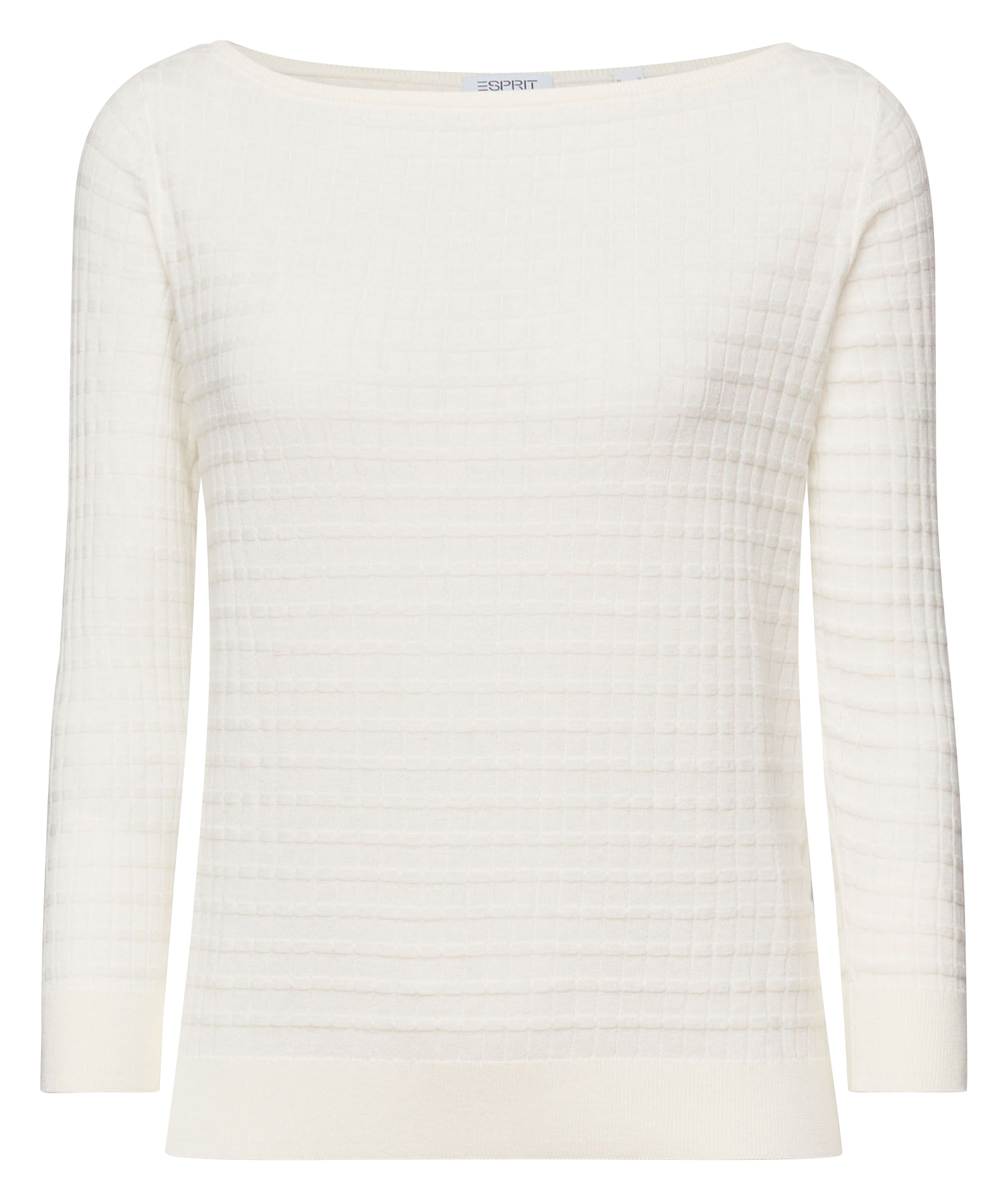 Pull droit col bateau en coton ESPRIT Gris