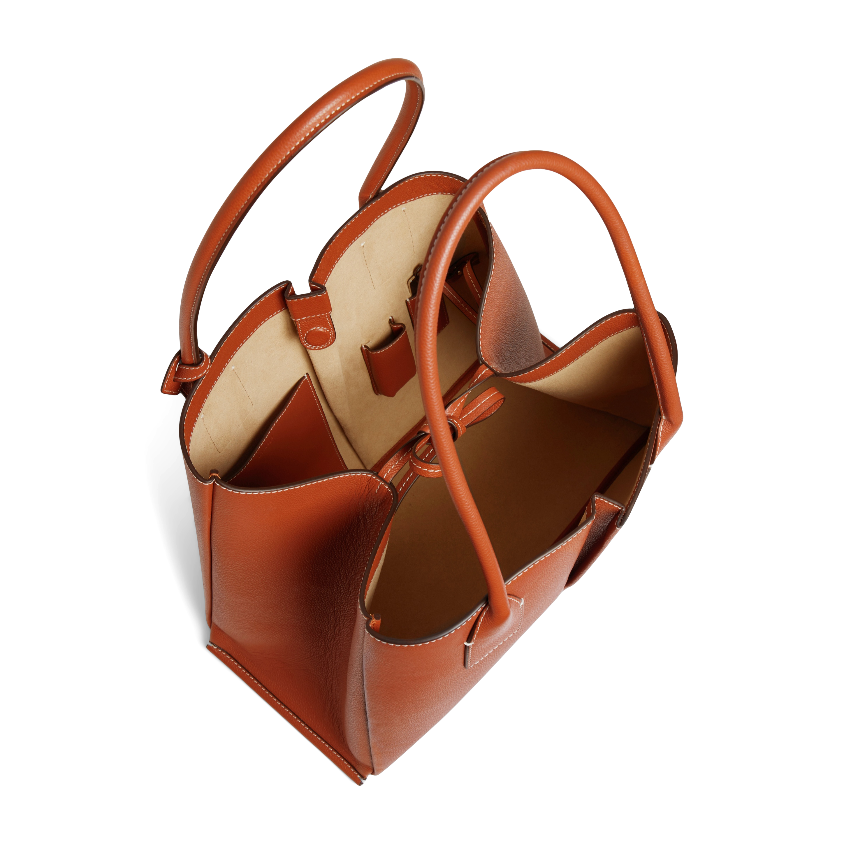 Grand cabas en cuir de vachette LE TANNEUR Marron