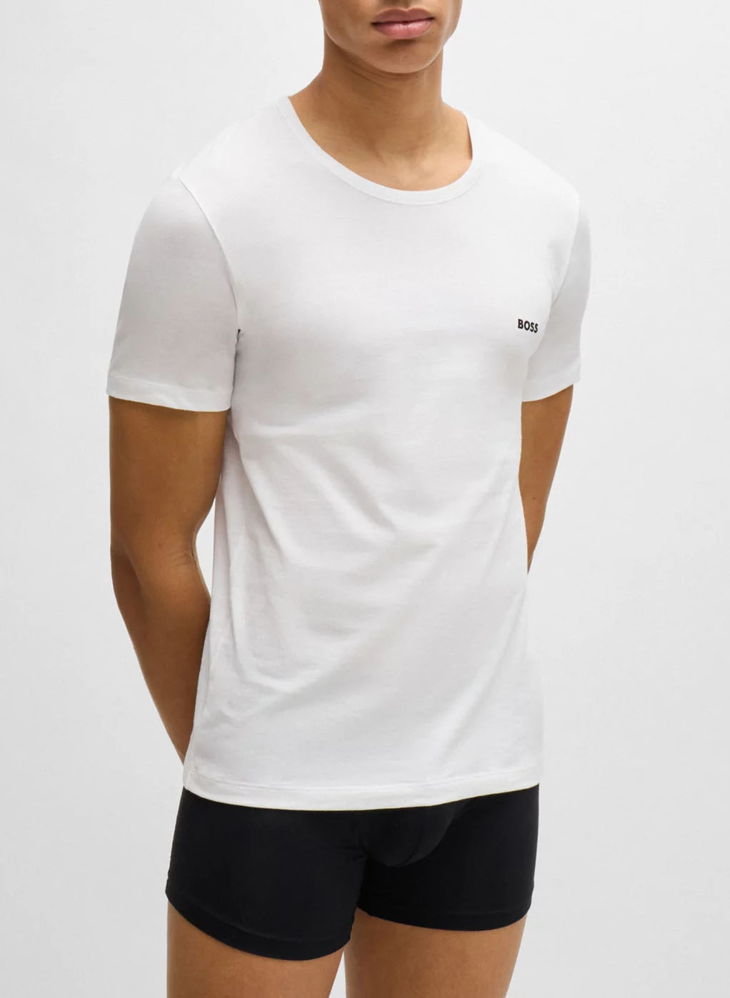 Pack of 3 round-neck cotton T-shirts BOSS Beige