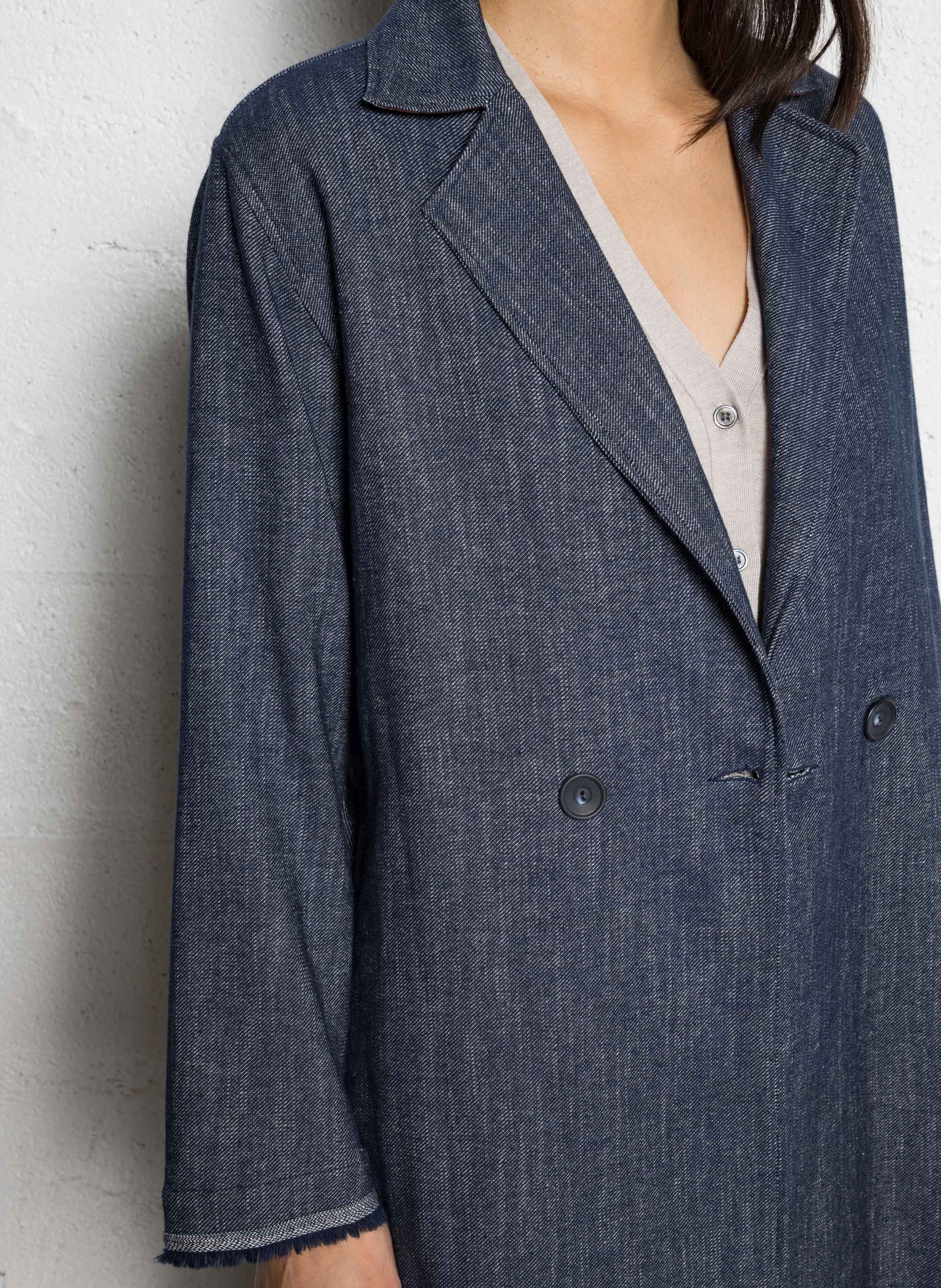 Manteau large ceinturé en denim brut DIEGA Bleu