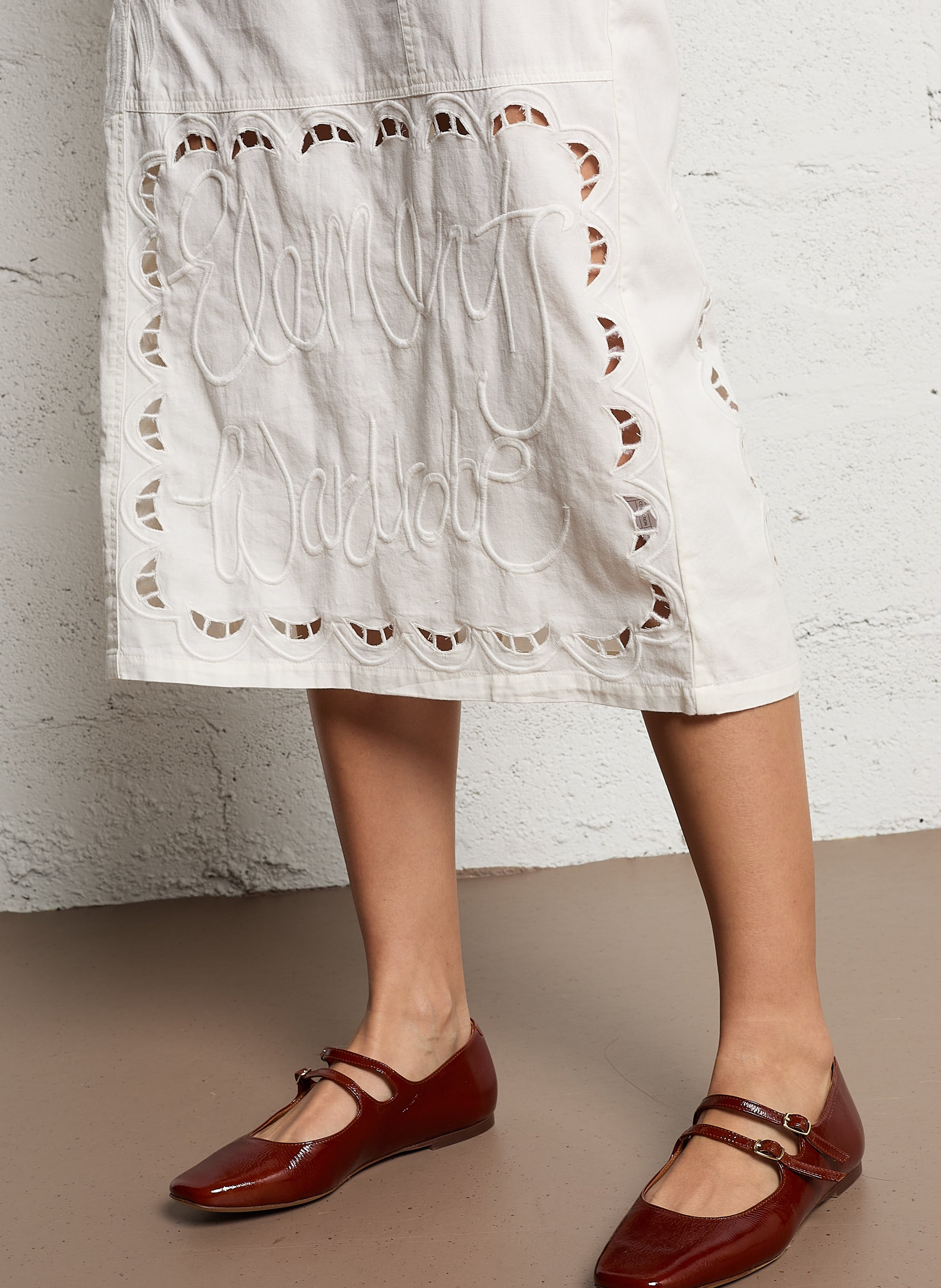 Embroidered cotton midi skirt STELLA NOVA White