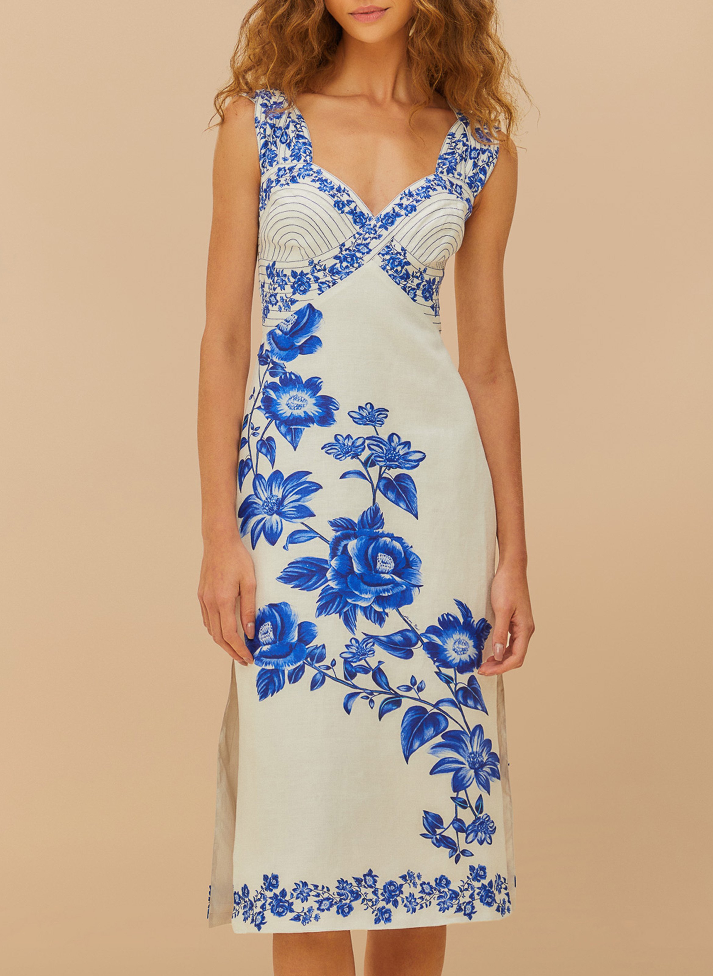 Long linen dress FARM RIO White