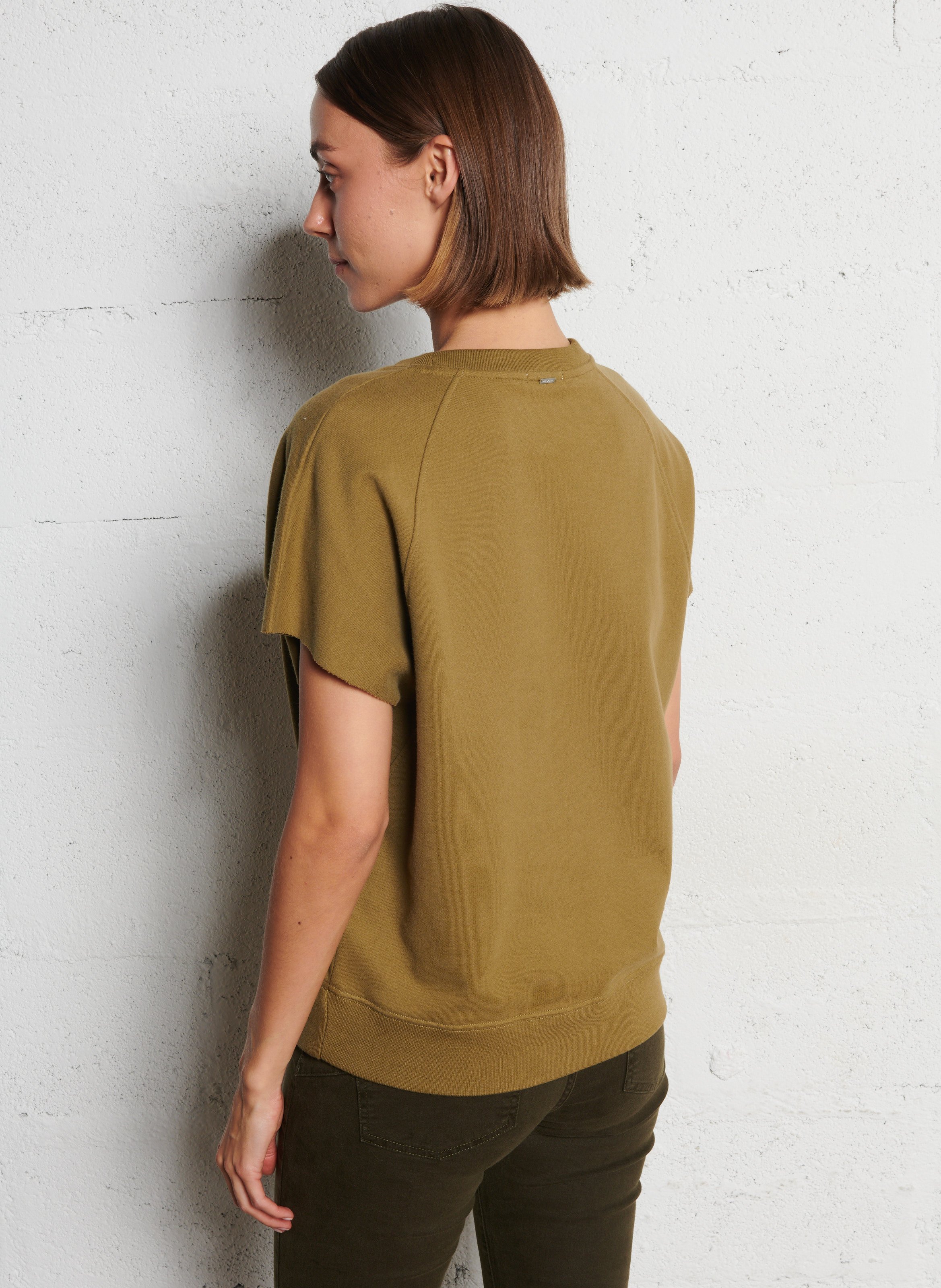 Sweat col rond en coton IKKS Kaki