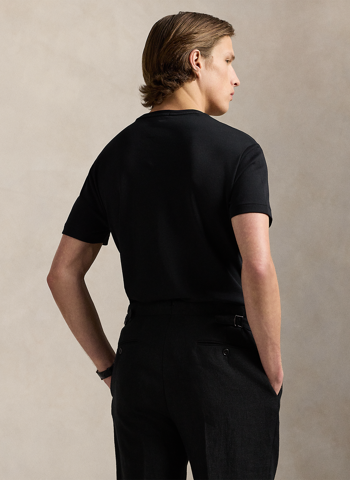 Round-neck slim-fit pima cotton T-shirt with Pony Player POLO RALPH LAUREN Black