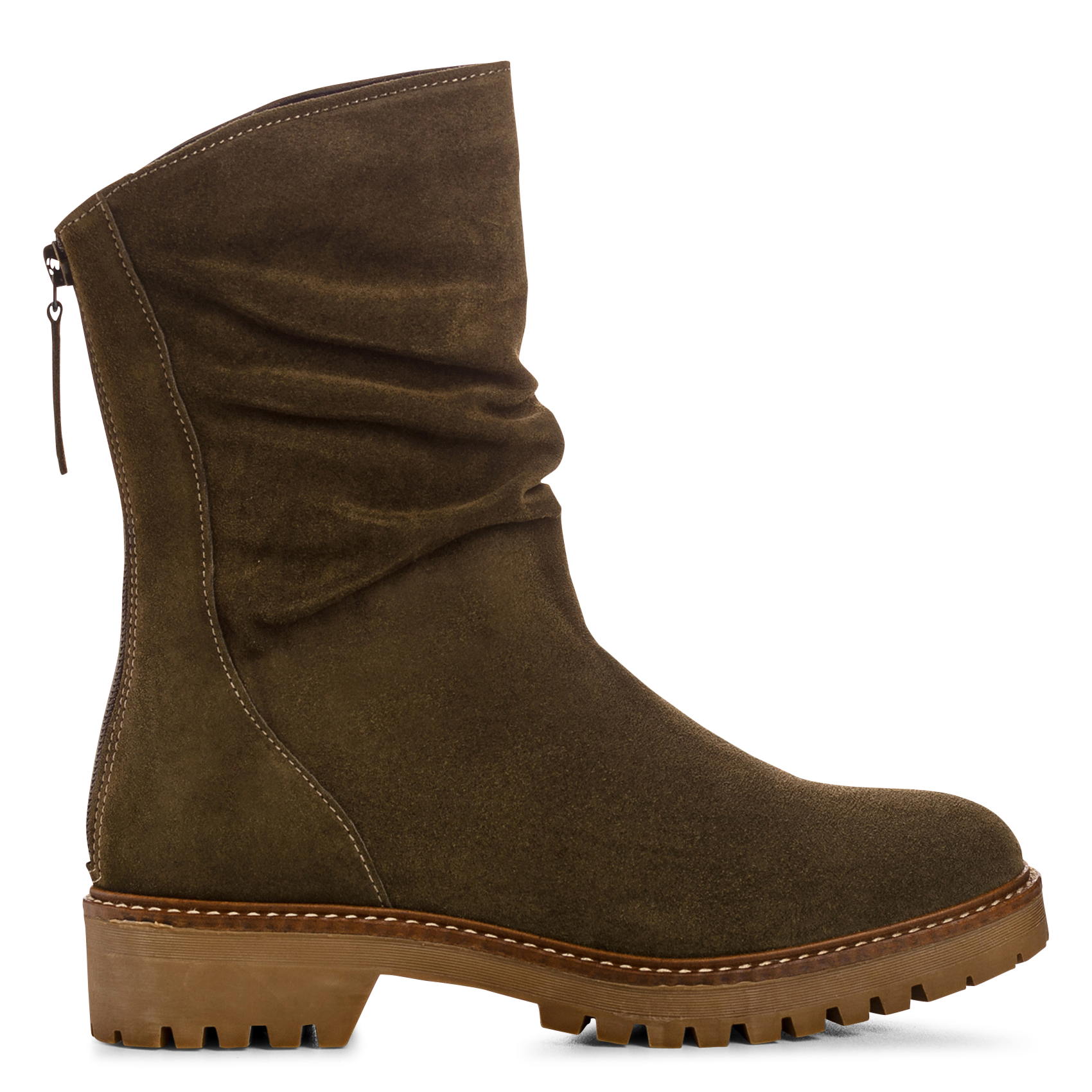 Enkellaarzen van veloursleer REQINS Kaki