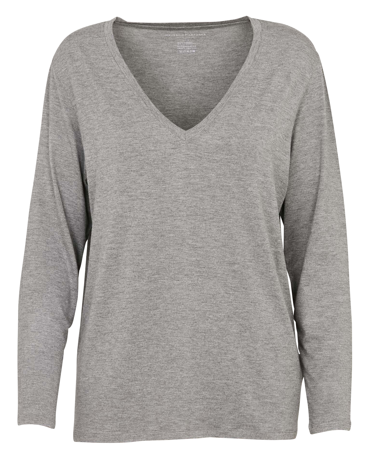 Tee-shirt droit col V MAJESTIC FILATURES Gris