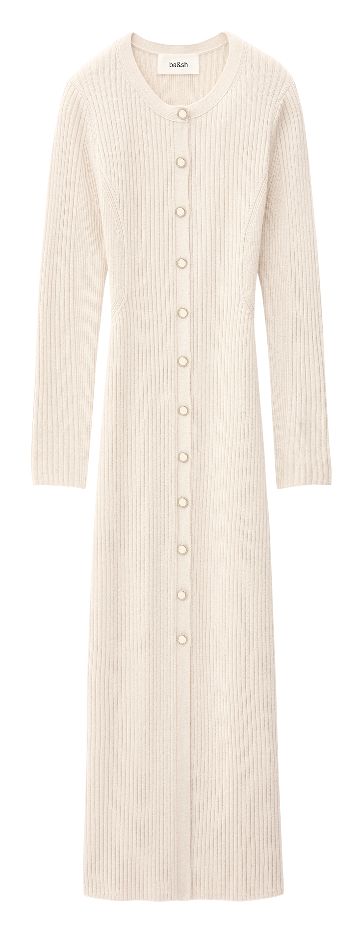 Robe longue col rond en laine mélangée BA&SH Beige