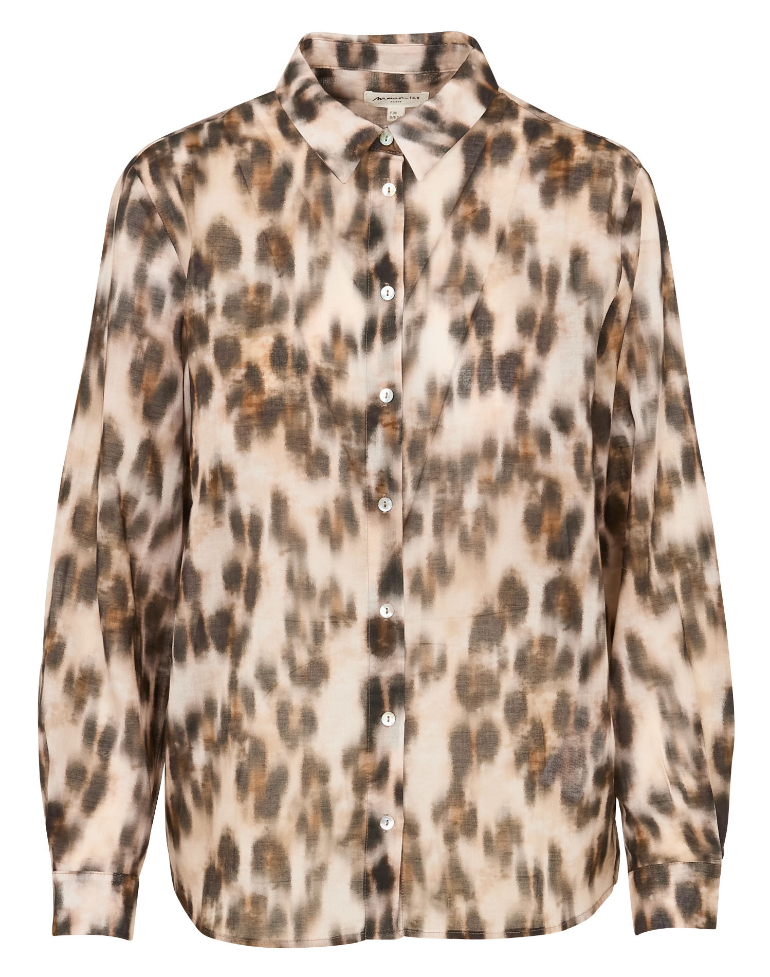 Oversized printed cotton shirt Beige