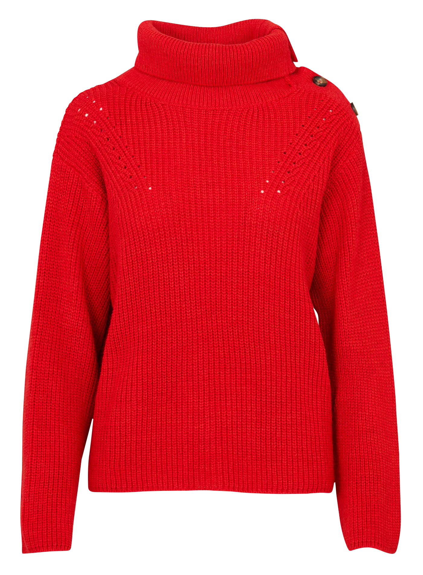 Asymmetrischer Oversized-Pullover mit Knopfleiste LA FEE MARABOUTEE Rot