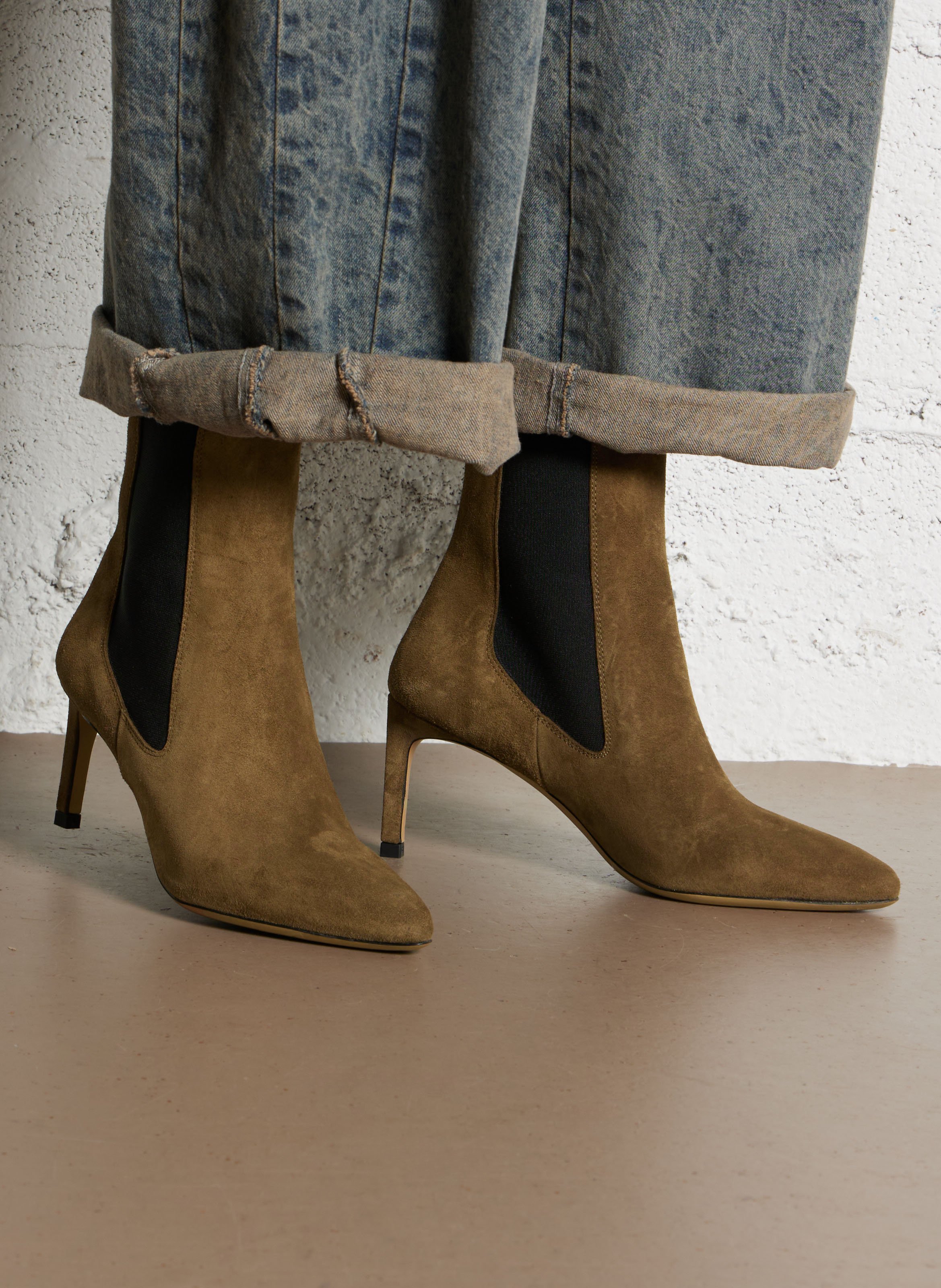 Bottines en cuir velours RIVECOUR Marron