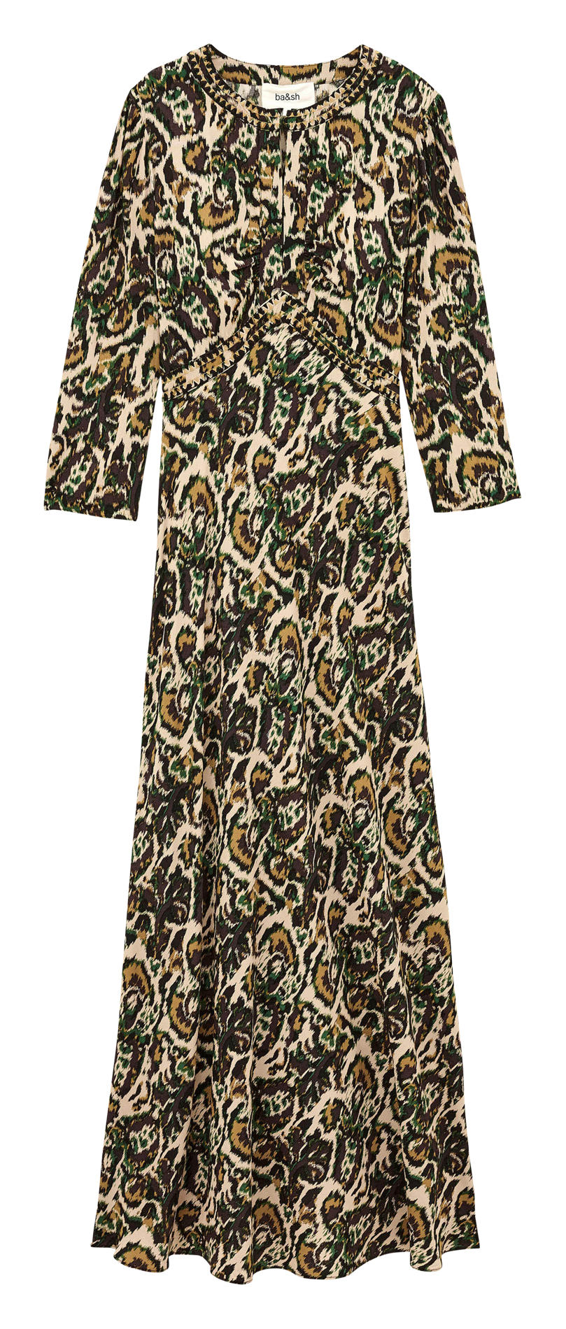 Robe longue col V imprimée BA&SH Beige