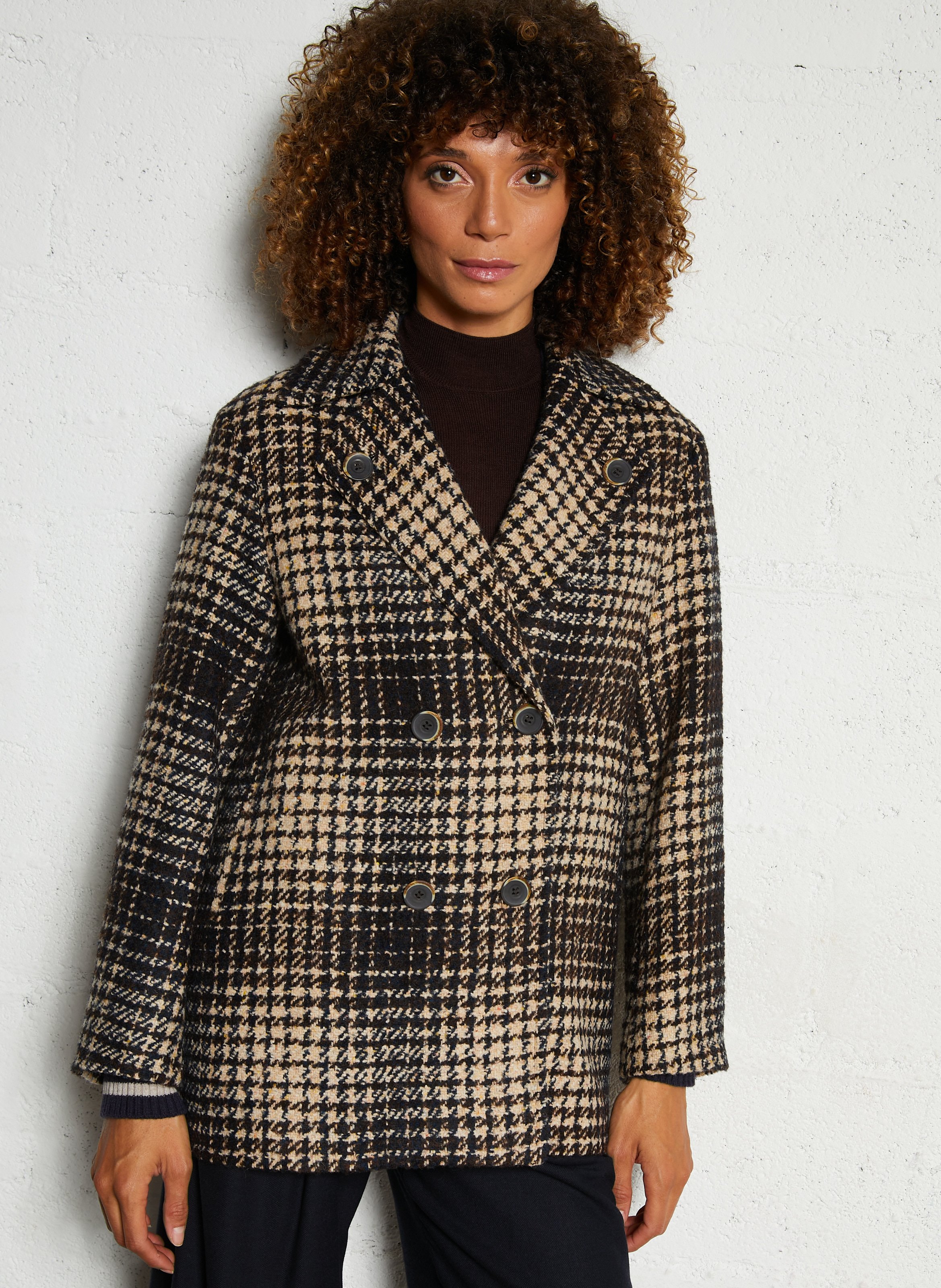 Manteau col tailleur en laine mélangée DIEGA Beige