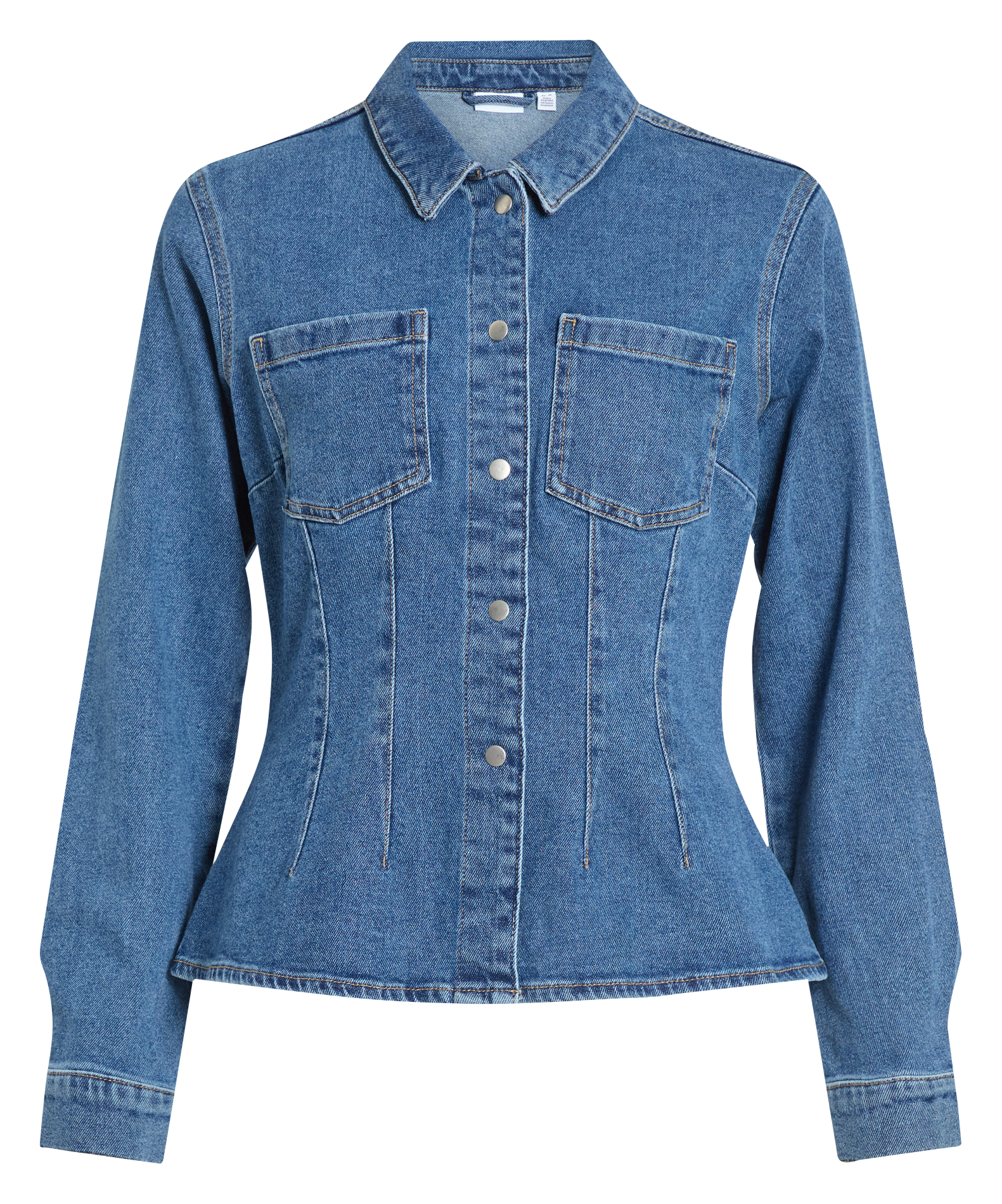 Chemise courte cintrée en jean VILA Bleu