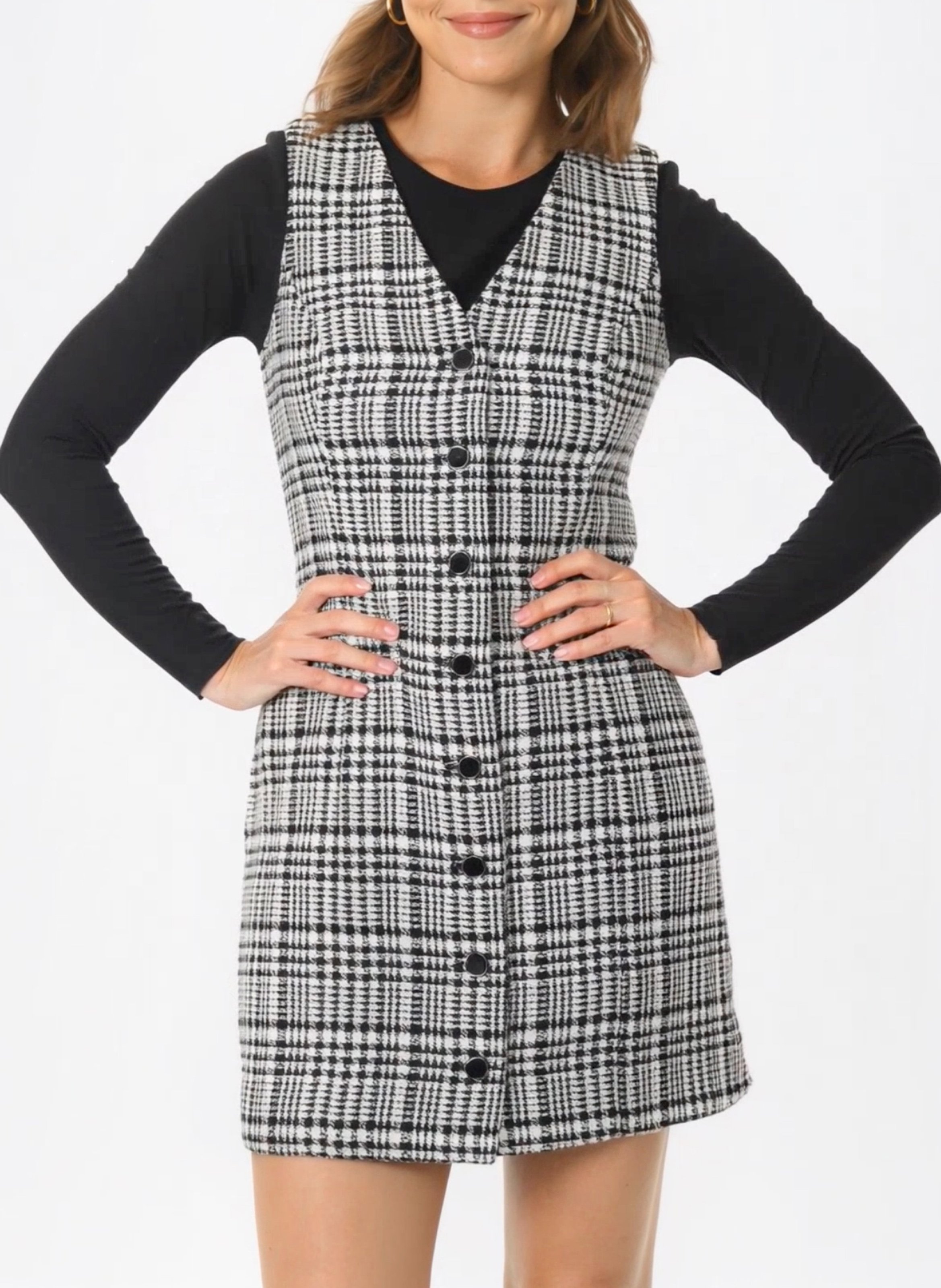 Korte jurk met V-hals en print KOOKAI Black