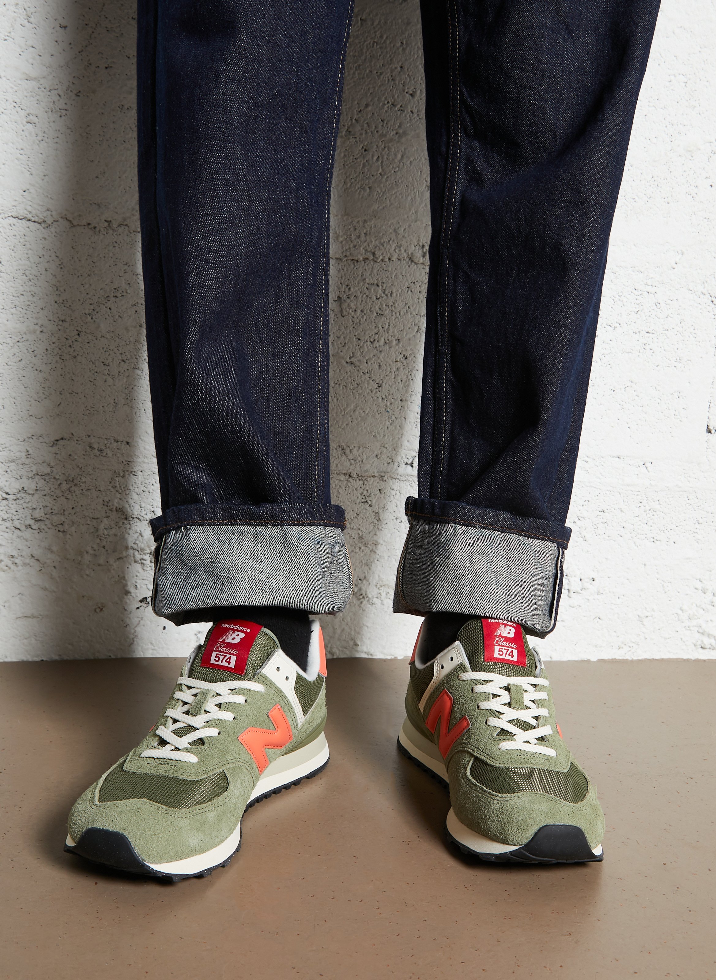 Low-top leather mix sneakers NEW BALANCE Green