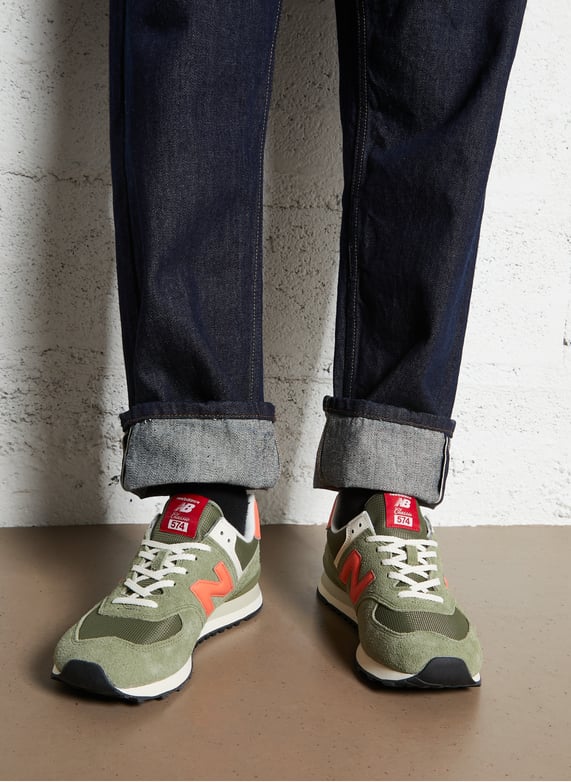 Low-top leather mix sneakers | Green by NEW BALANCE Low-top leather mix sneakers Green