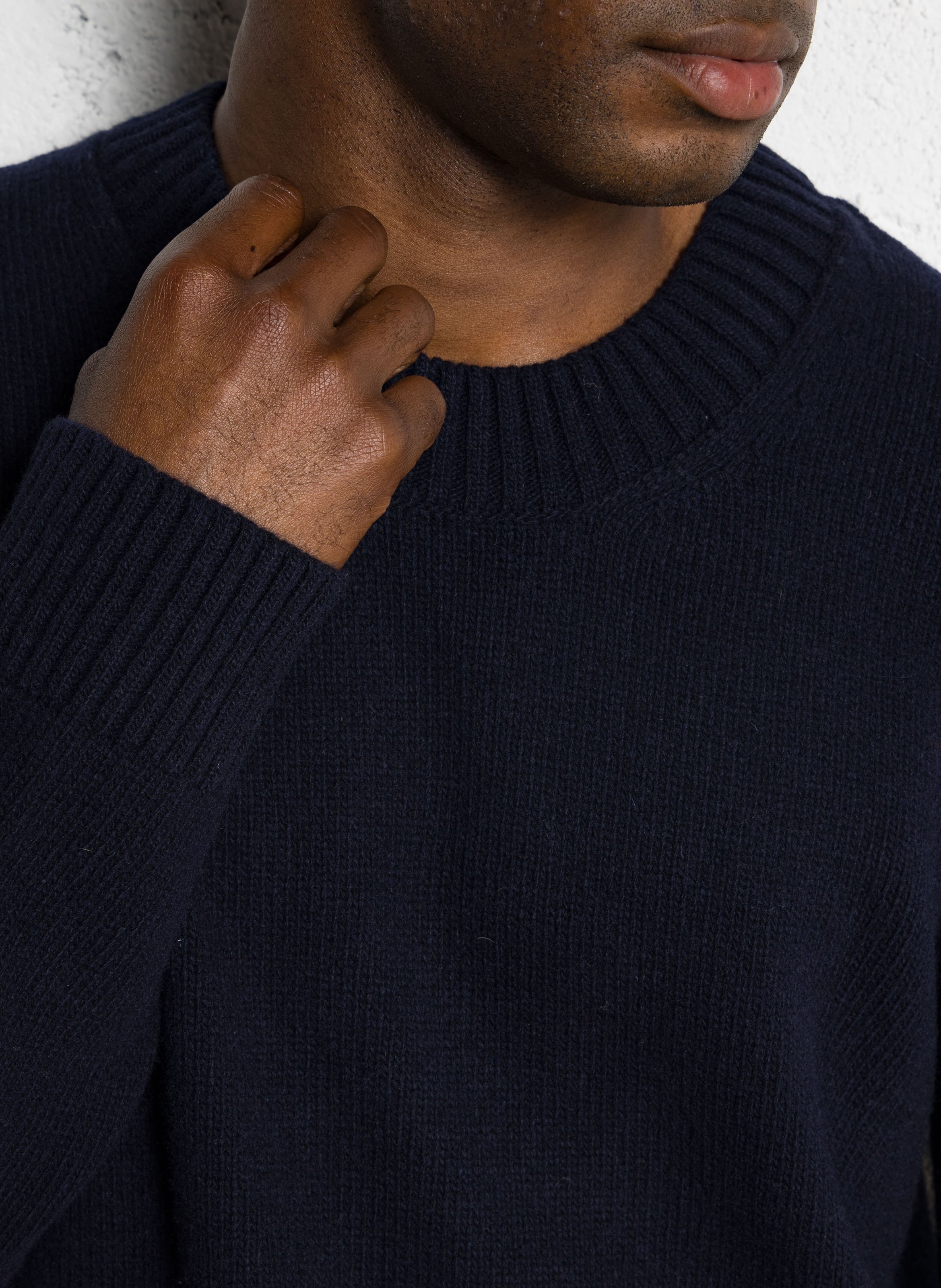 Round-neck wool-blend straight-cut sweater AU PRINTEMPS PARIS Blue