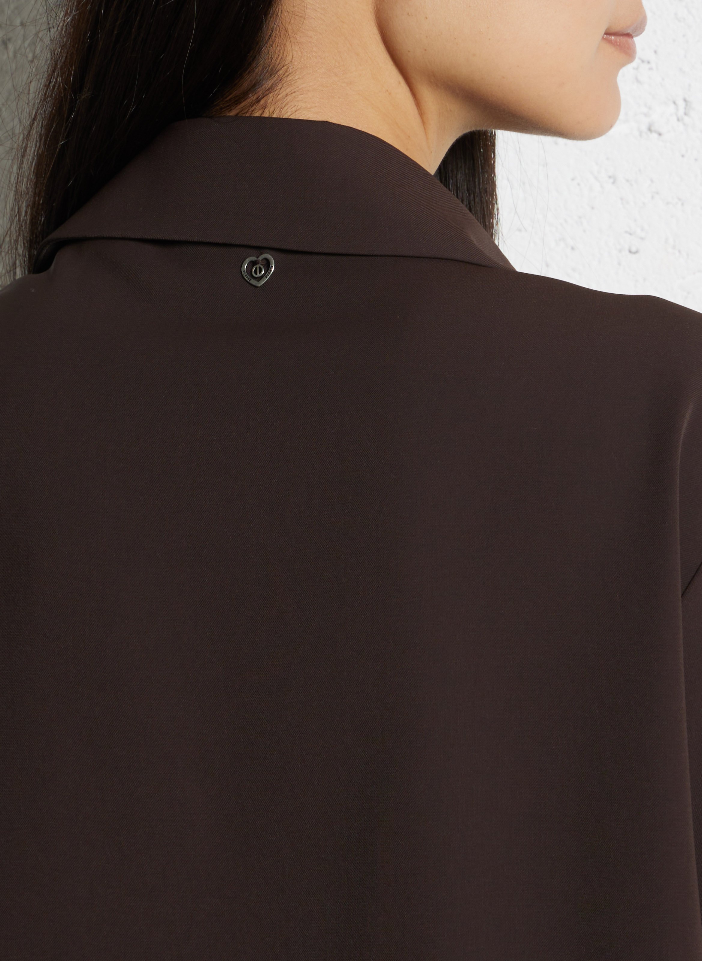 Chemise courte droite col classique PLEASE Marron